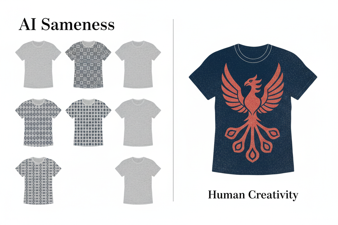 AI-Generated Design Homogeneity: How to Turn AI Design Sameness Into a POD Profit Edge