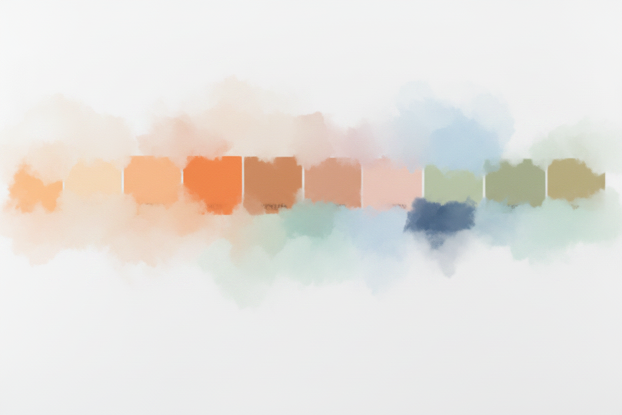 Pastel Color Chart for Print: Hex Codes for Orange, Teal, and Gray