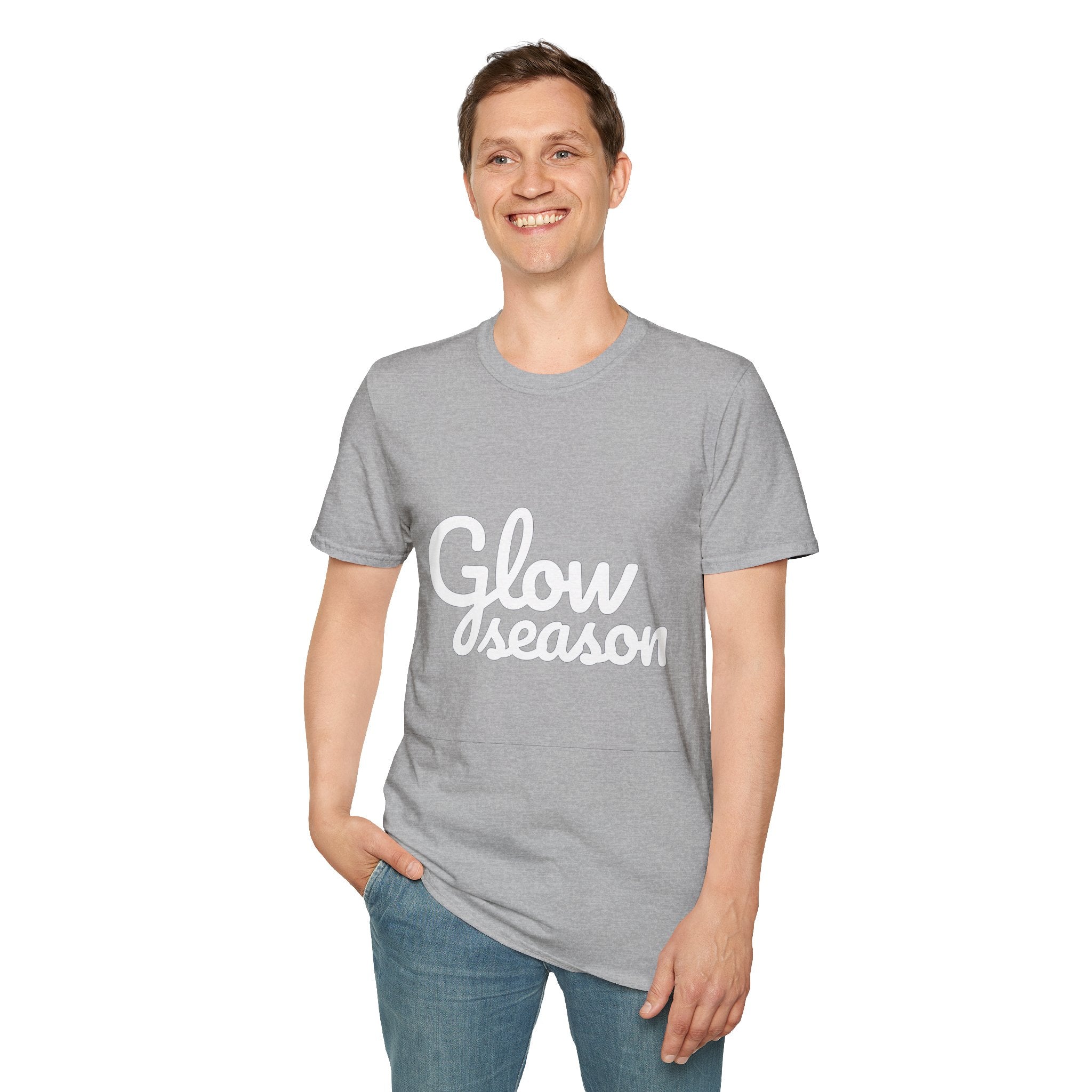 Summer Theme Minimalist Typography T-Shirt, Glow Season Script Tee