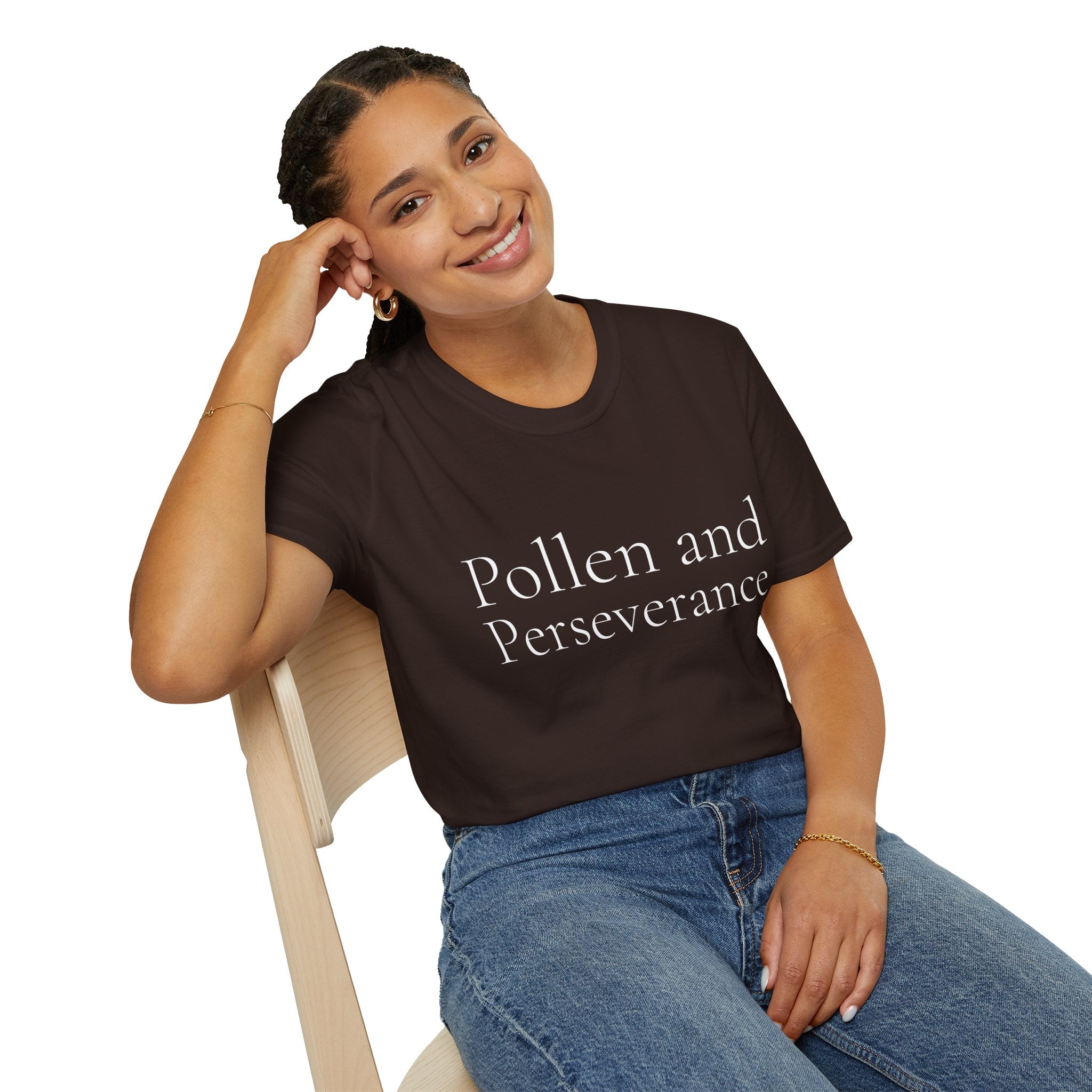 Spring Theme Typography T-Shirt, Pollen and Perseverance Nature Graphic Tee