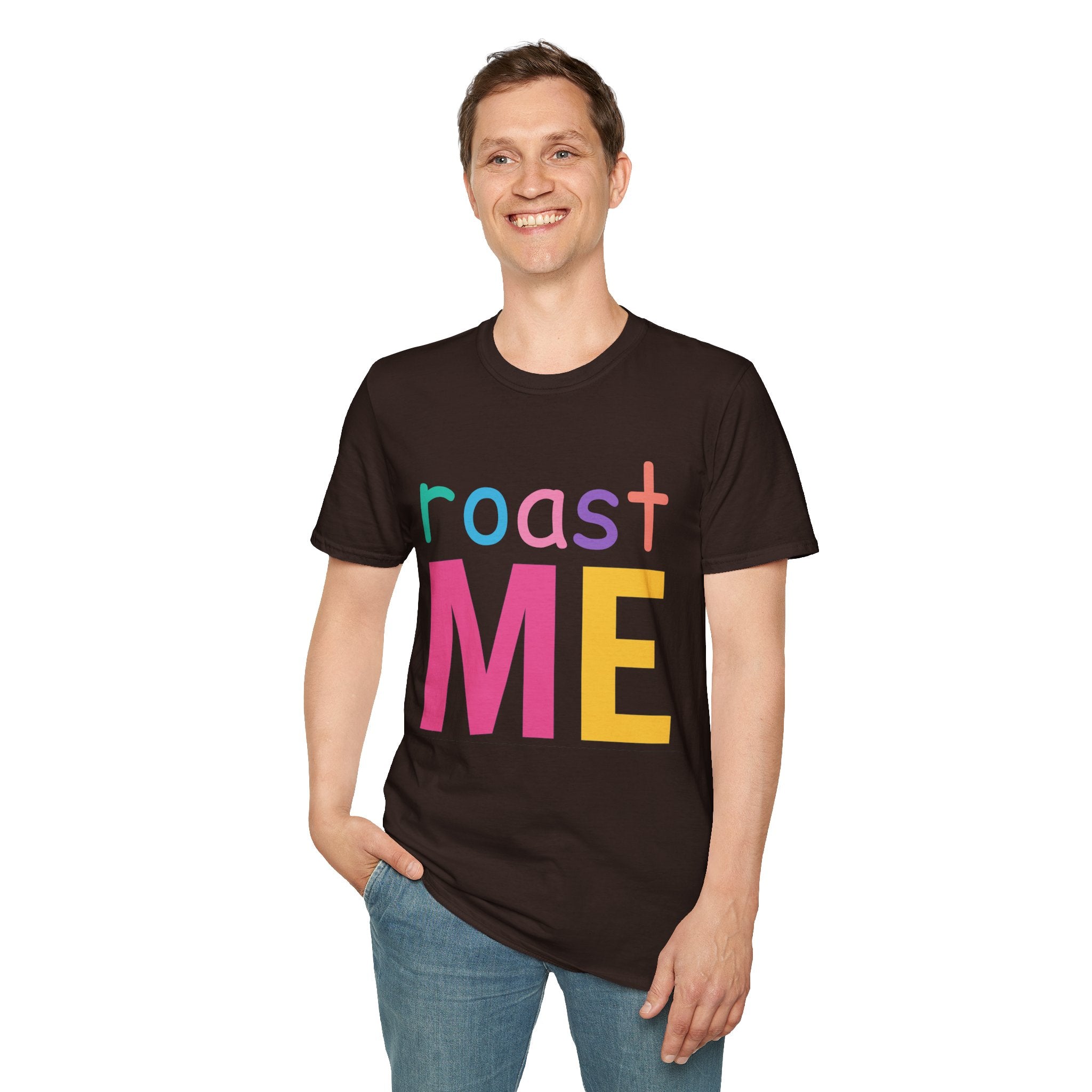 Colorful Theme Typography T-Shirt, Roast Me Graphic Tee