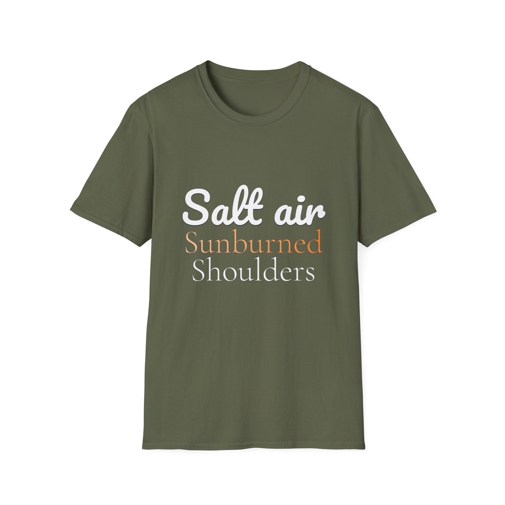 Summer Theme, Beach Quote Typography T-Shirt, Salt Air Sunburned Shoulders Tee