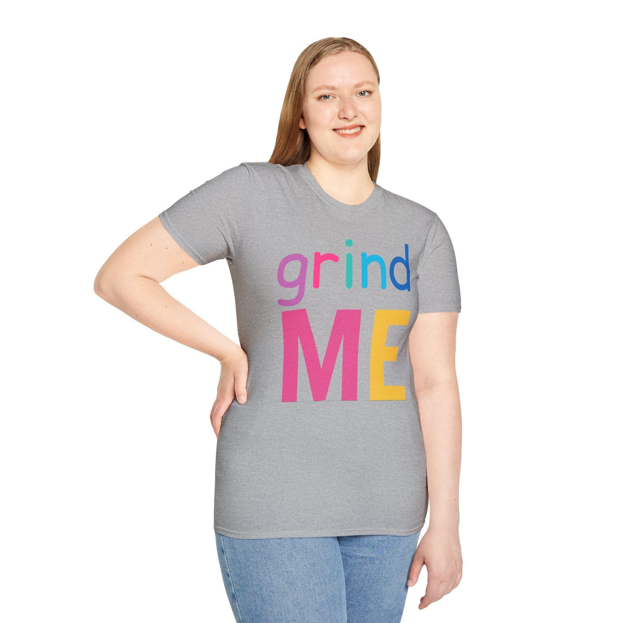 Colorful Theme Typography T-Shirt,  Grind Me Graphic T-Shirt