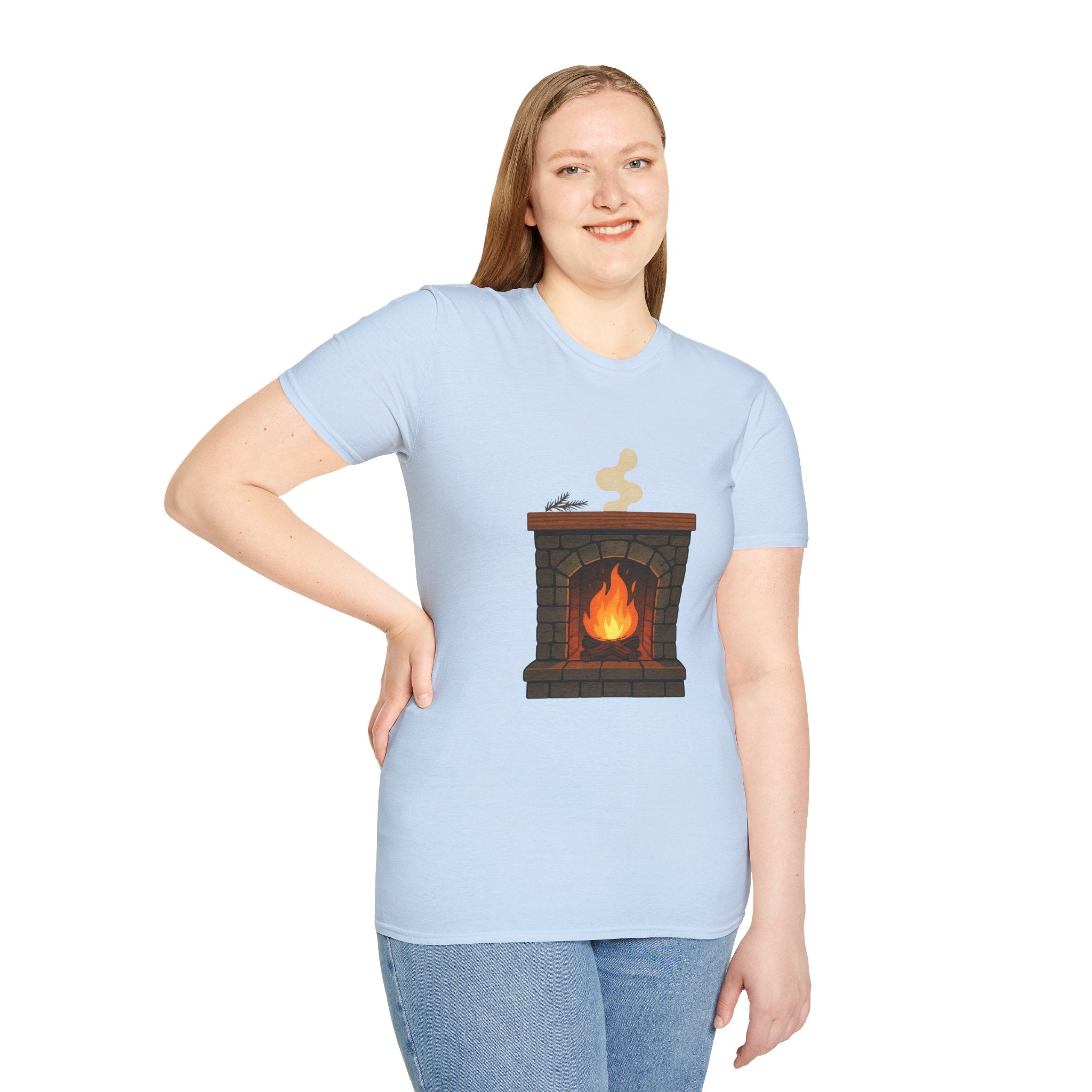 Cozy Fireplace Graphic T Shirt Warm Aesthetic Relaxed Fit Tee