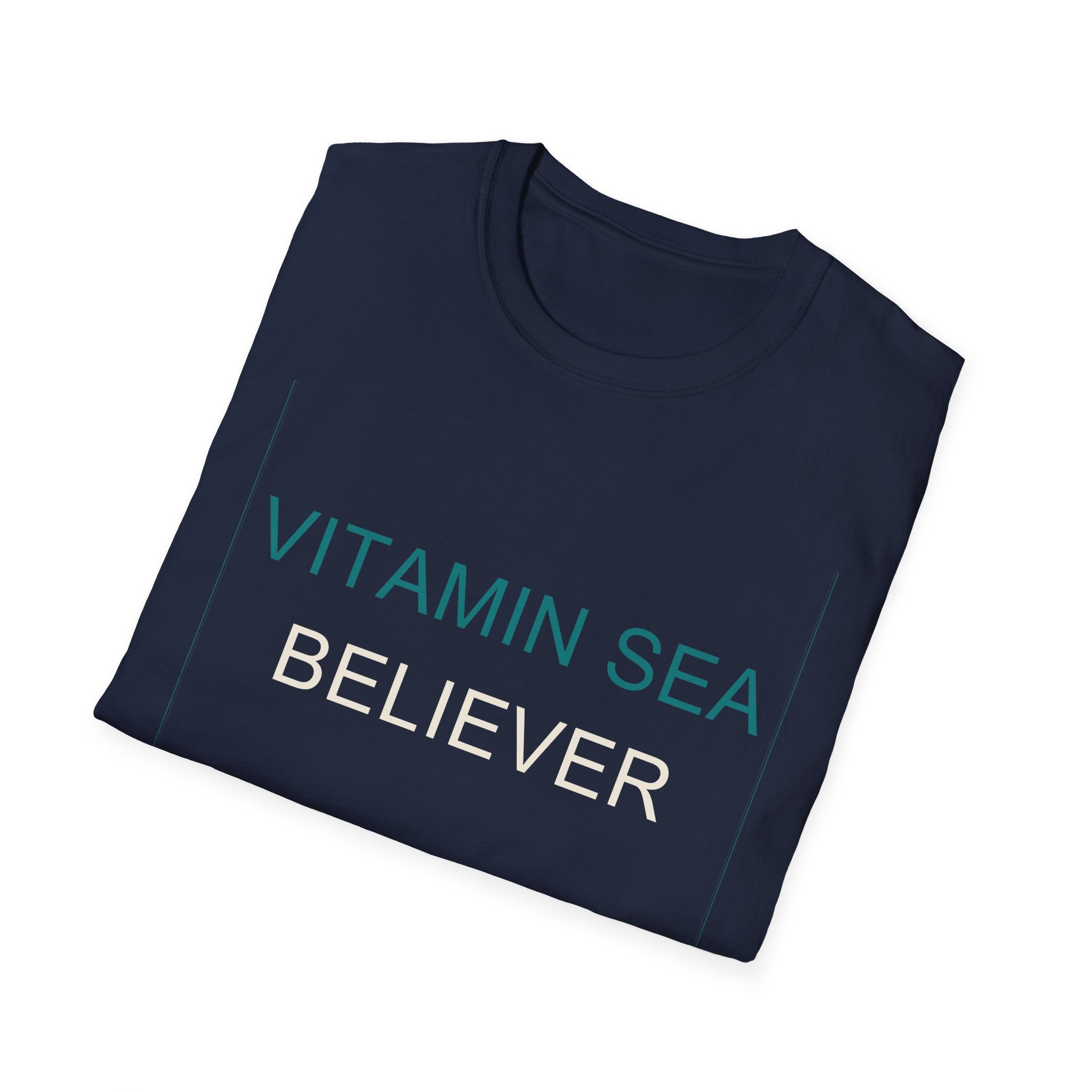 Summer Theme Minimalist Typography T-Shirt, Vitamin Sea Believer Tee