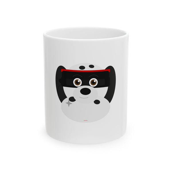 Dalmatian Ninja Dog Ceramic Mug | Cute Spotted Puppy Coffee Cup