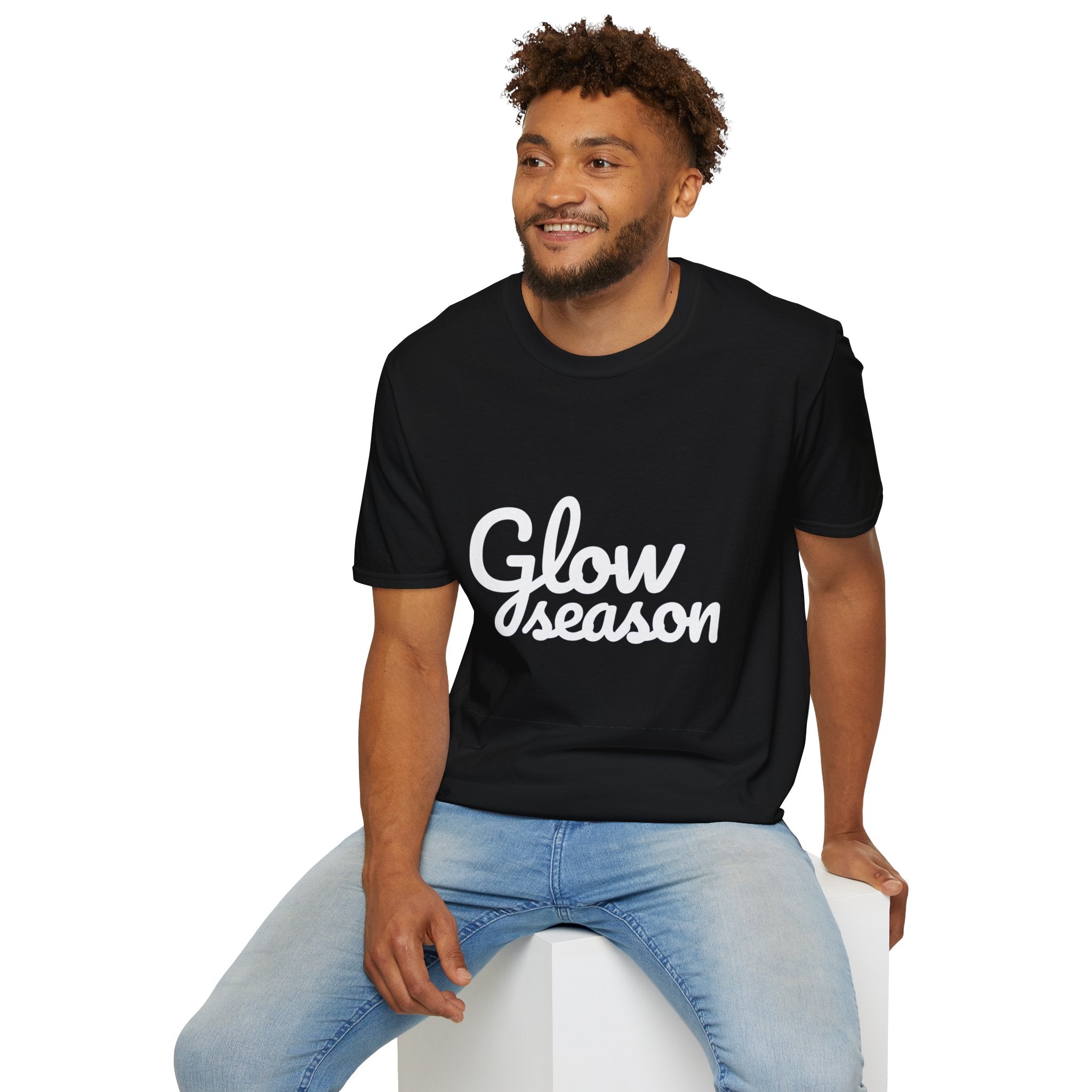 Summer Theme Minimalist Typography T-Shirt, Glow Season Script Tee