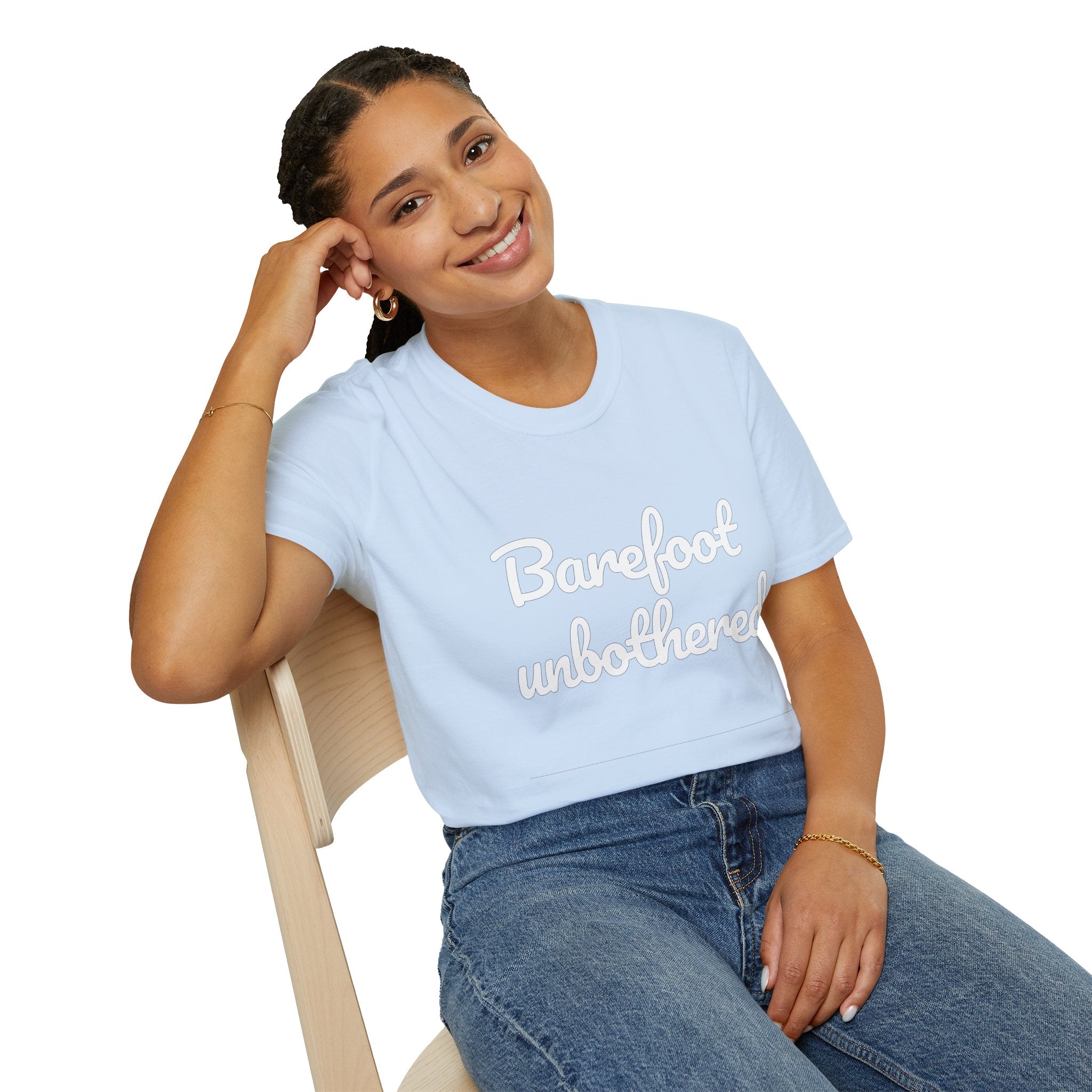 Summer Theme Minimalist Typography T-Shirt, Barefoot Unbothered Tee