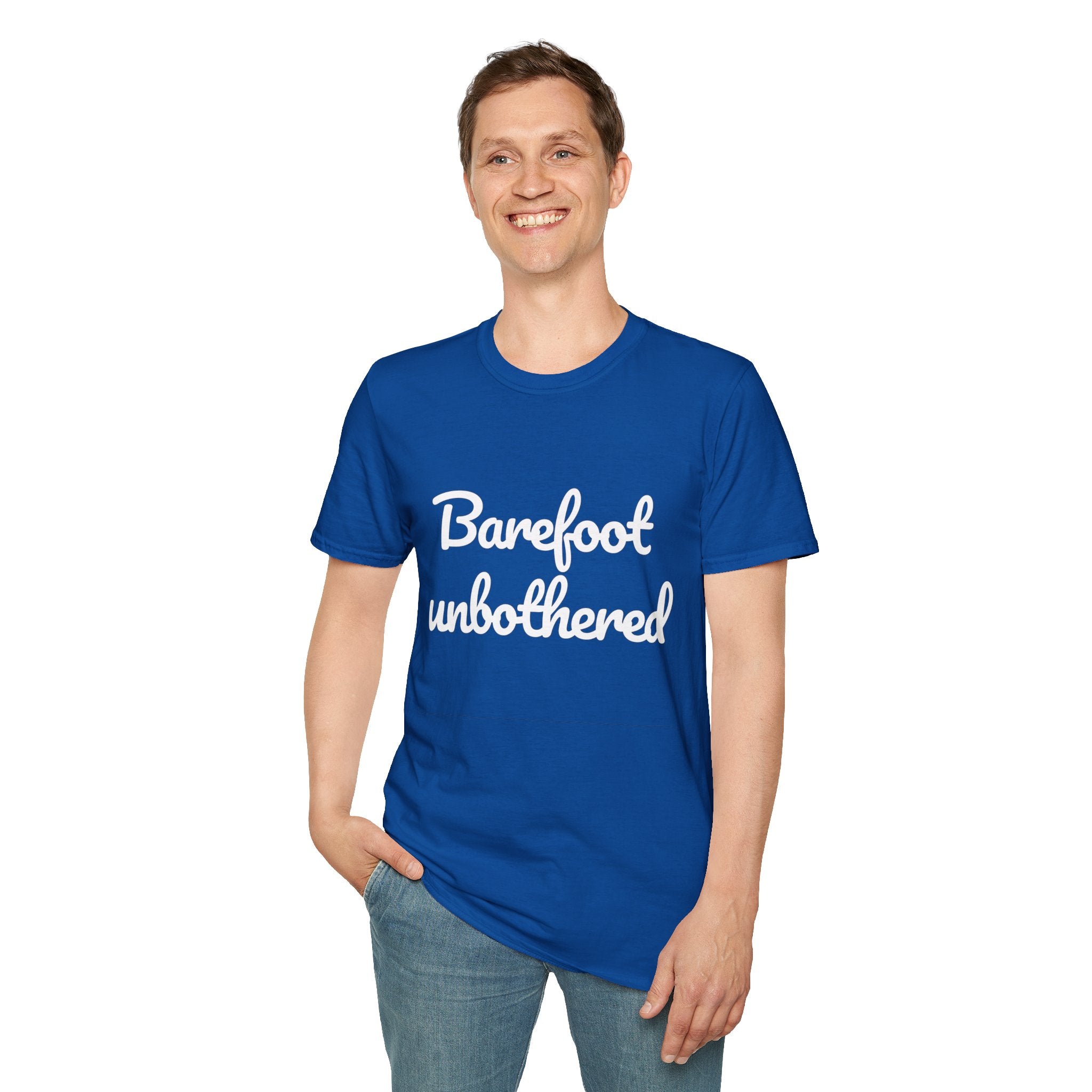 Summer Theme Minimalist Typography T-Shirt, Barefoot Unbothered Tee