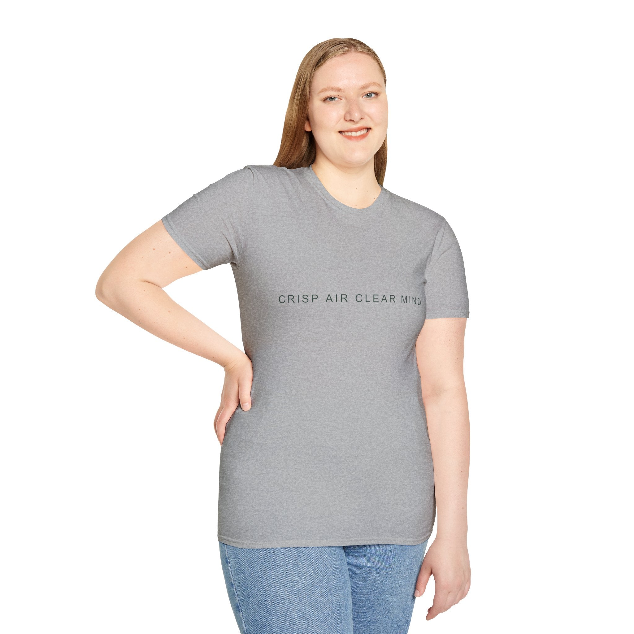 Fall Theme Minimalist Typography T-Shirt, Crisp Air Clear Mind Graphic Tee