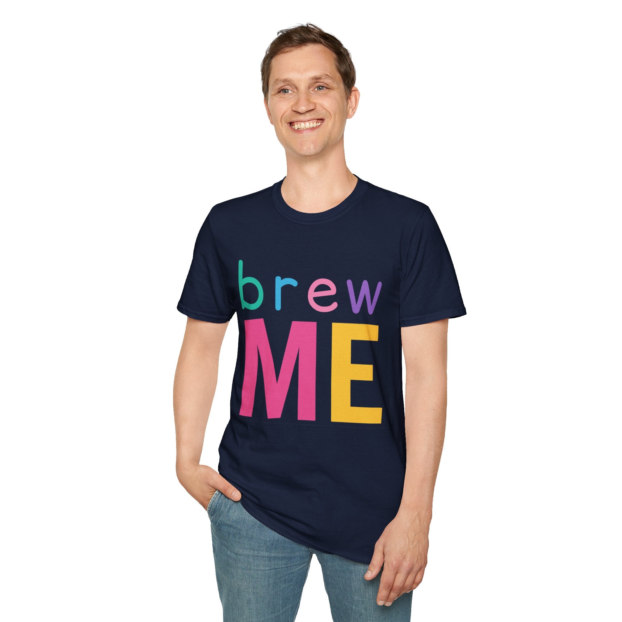 Colorful Theme Typography T-Shirt, Brew Me Colorful Graphic Tee