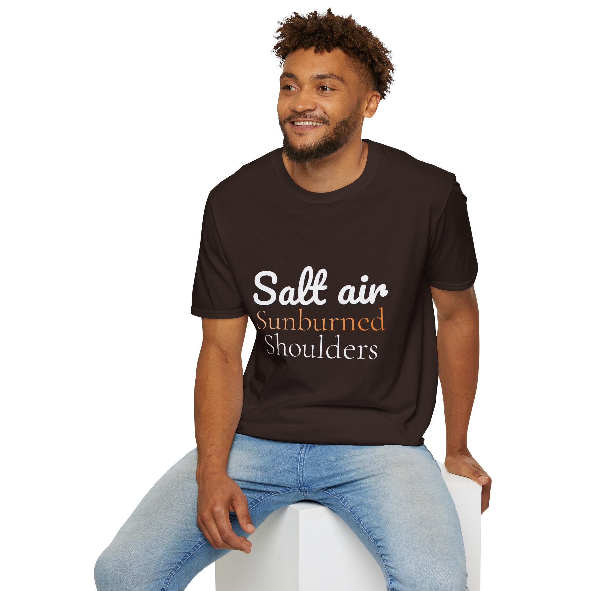 Summer Theme, Beach Quote Typography T-Shirt, Salt Air Sunburned Shoulders Tee