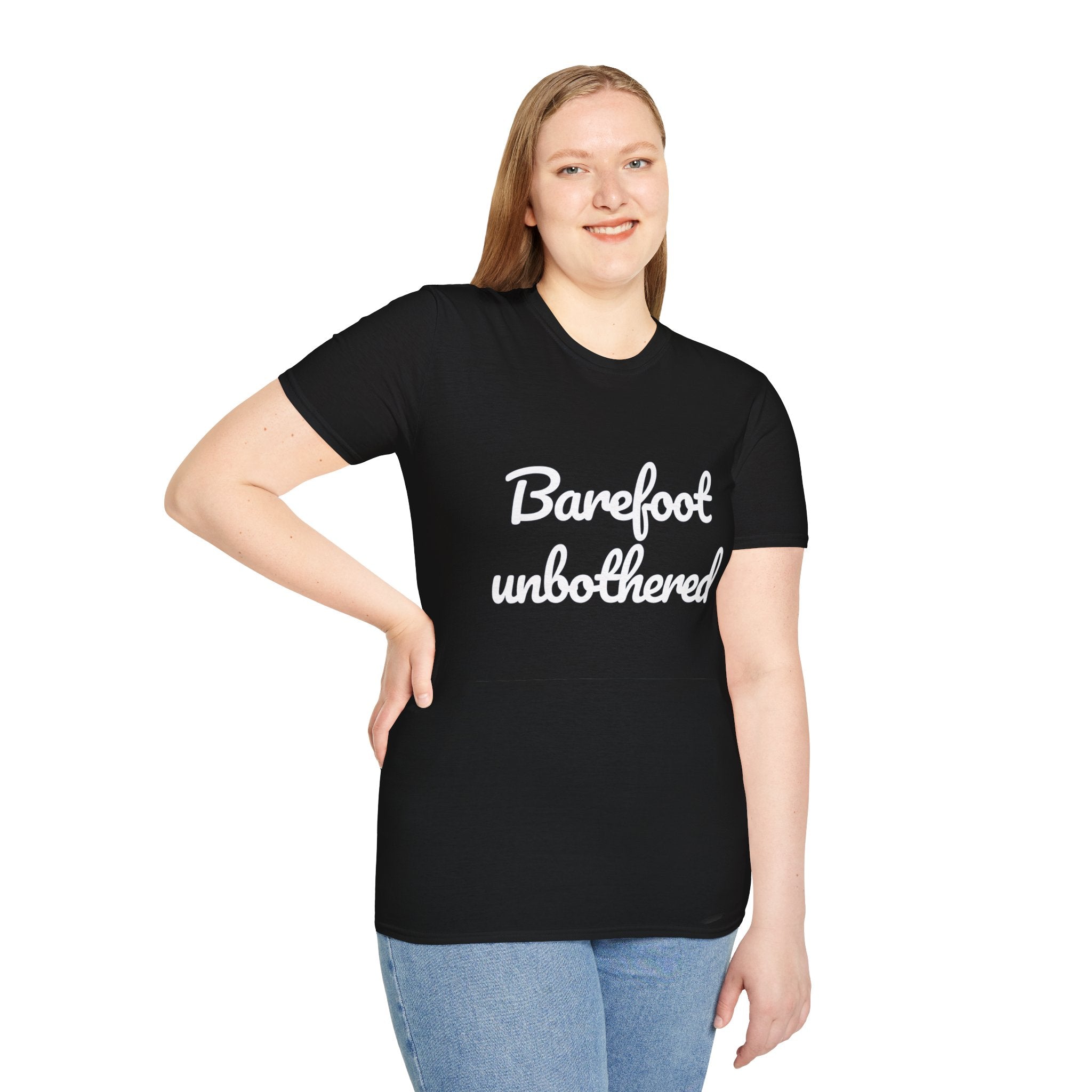 Summer Theme Minimalist Typography T-Shirt, Barefoot Unbothered Tee