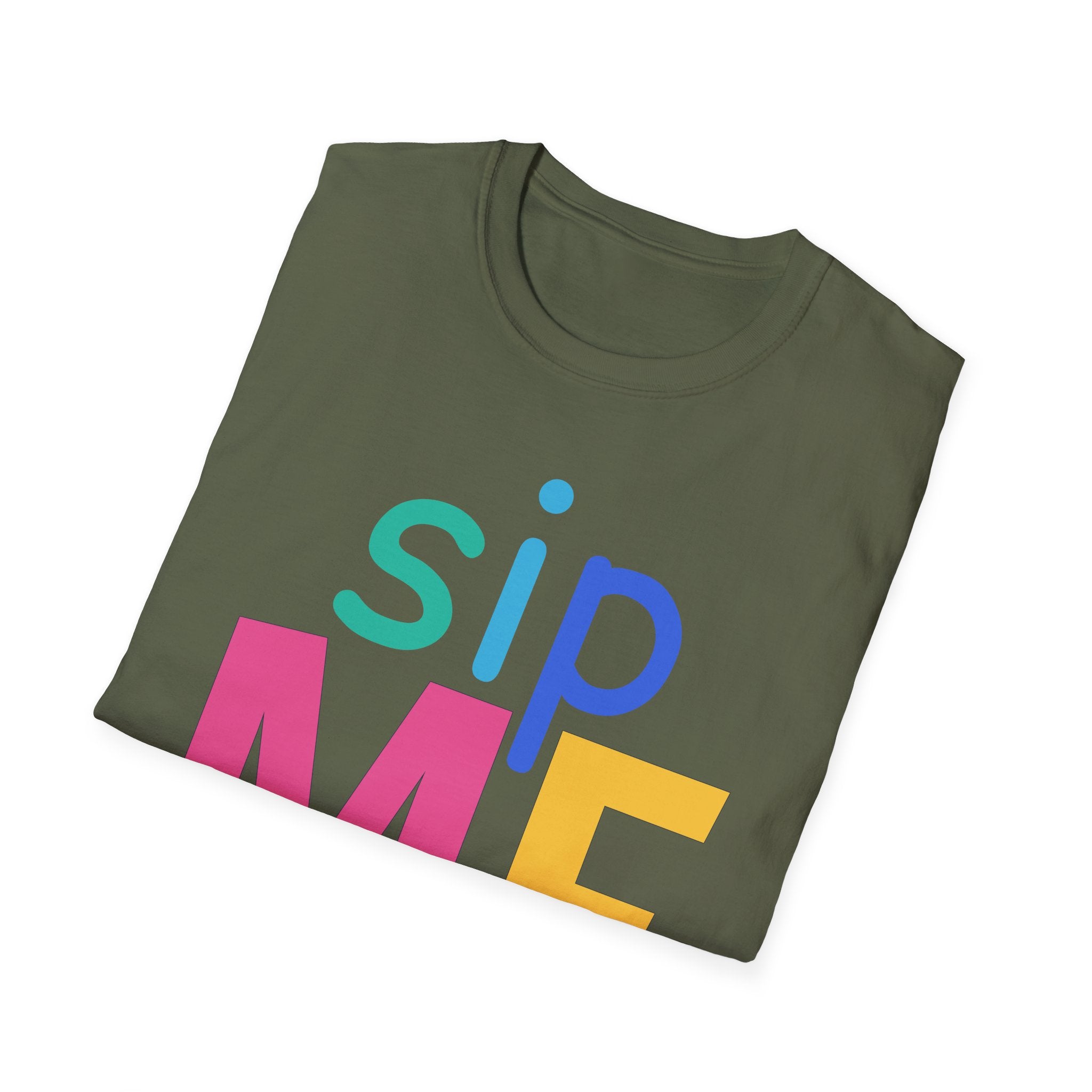 Colorful Theme Typography T-Shirt, Sip Me Graphic Tee