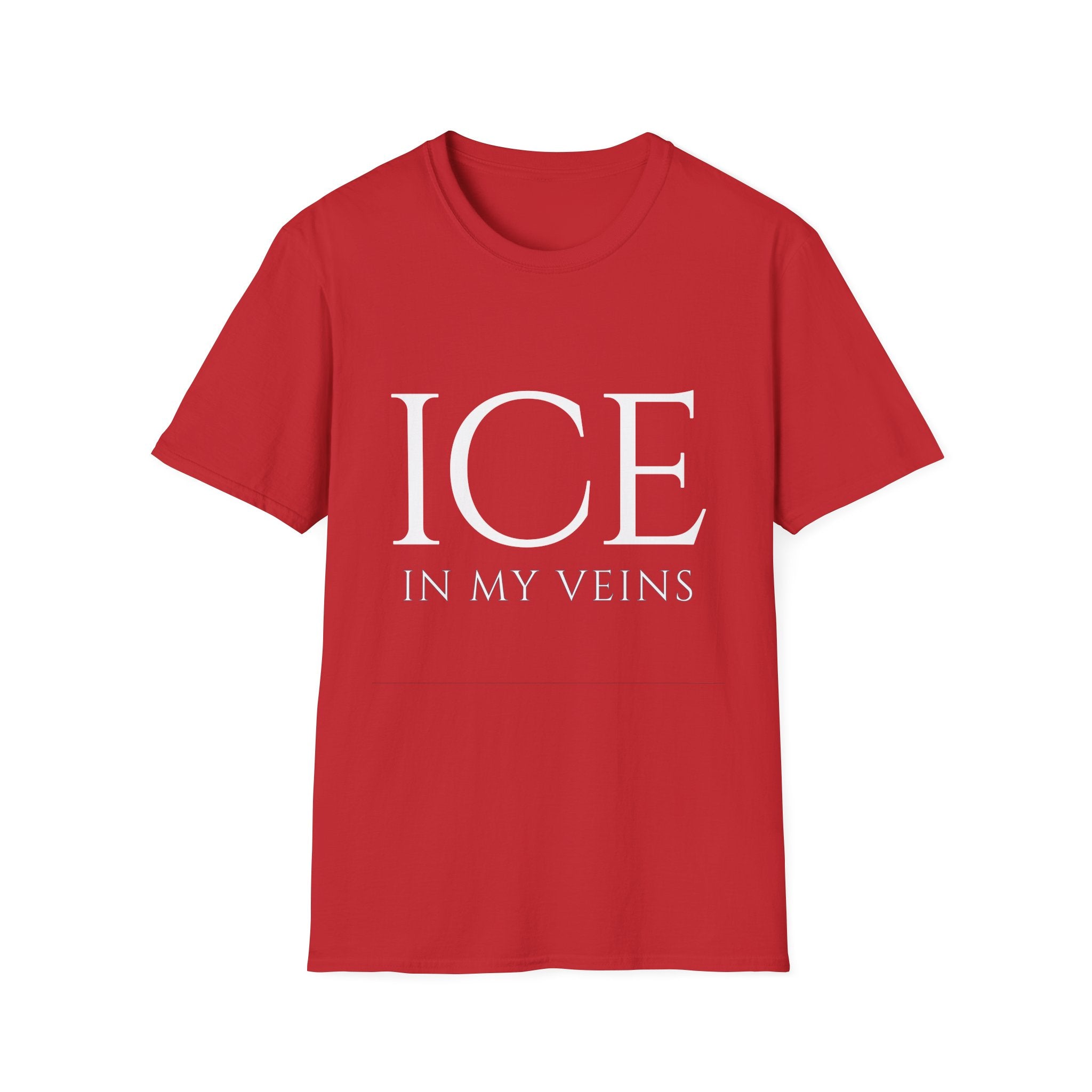Winter Theme Minimalist Typography Graphic T-Shirt, Ice In My Veins Tee