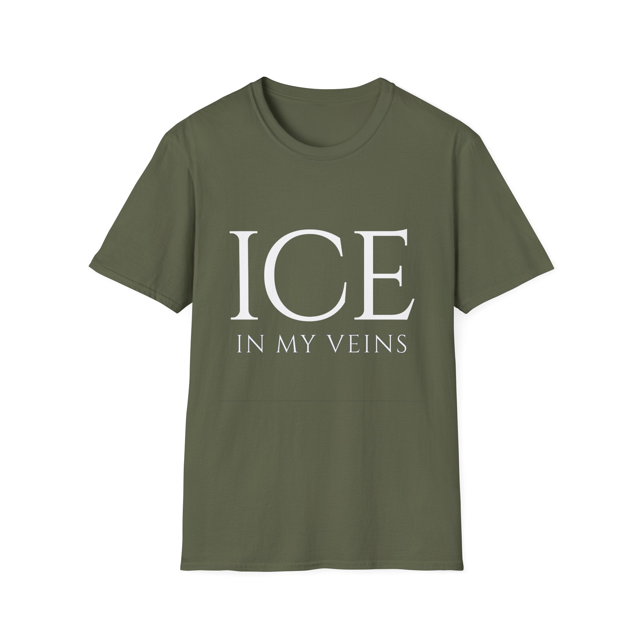 Winter Theme Minimalist Typography Graphic T-Shirt, Ice In My Veins Tee