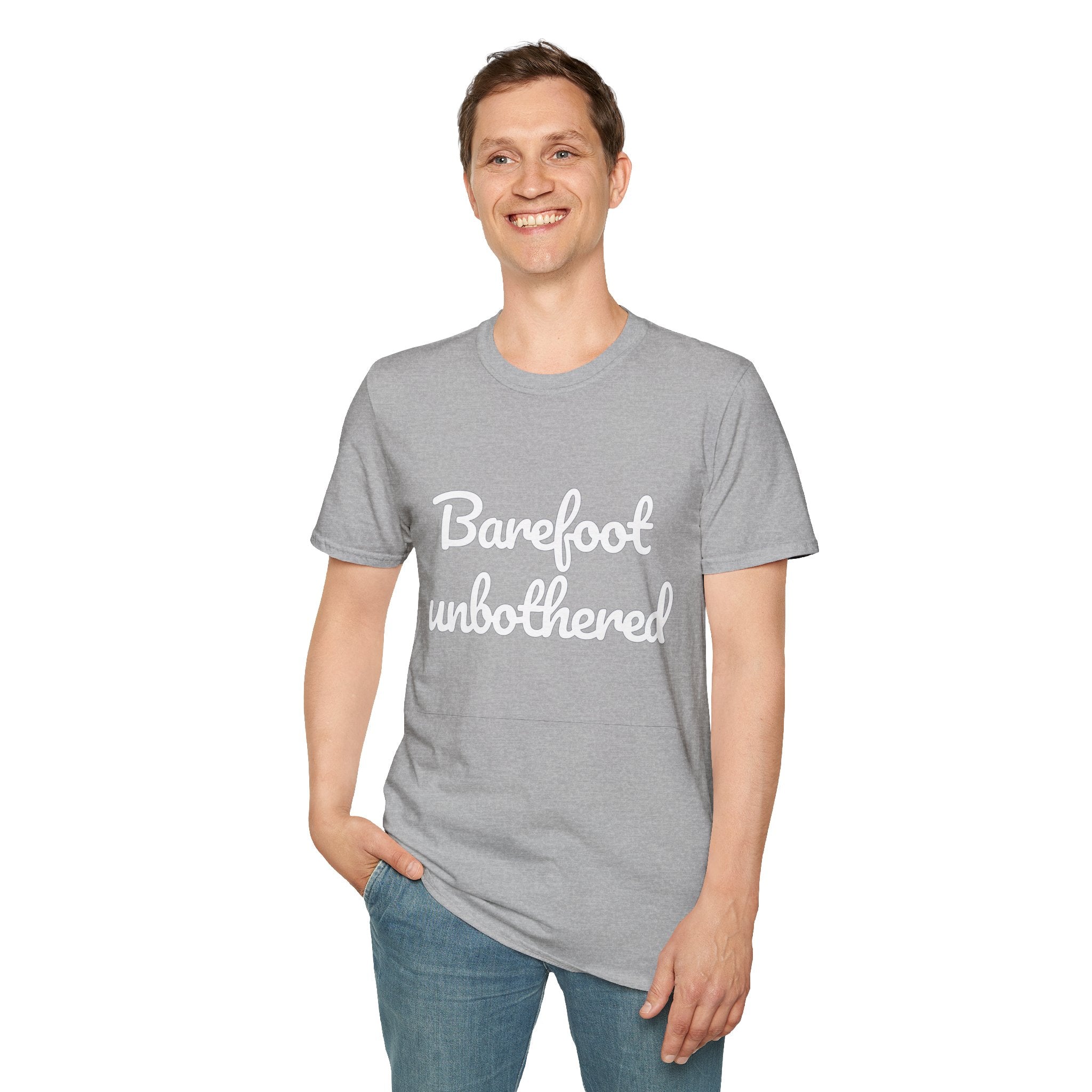 Summer Theme Minimalist Typography T-Shirt, Barefoot Unbothered Tee