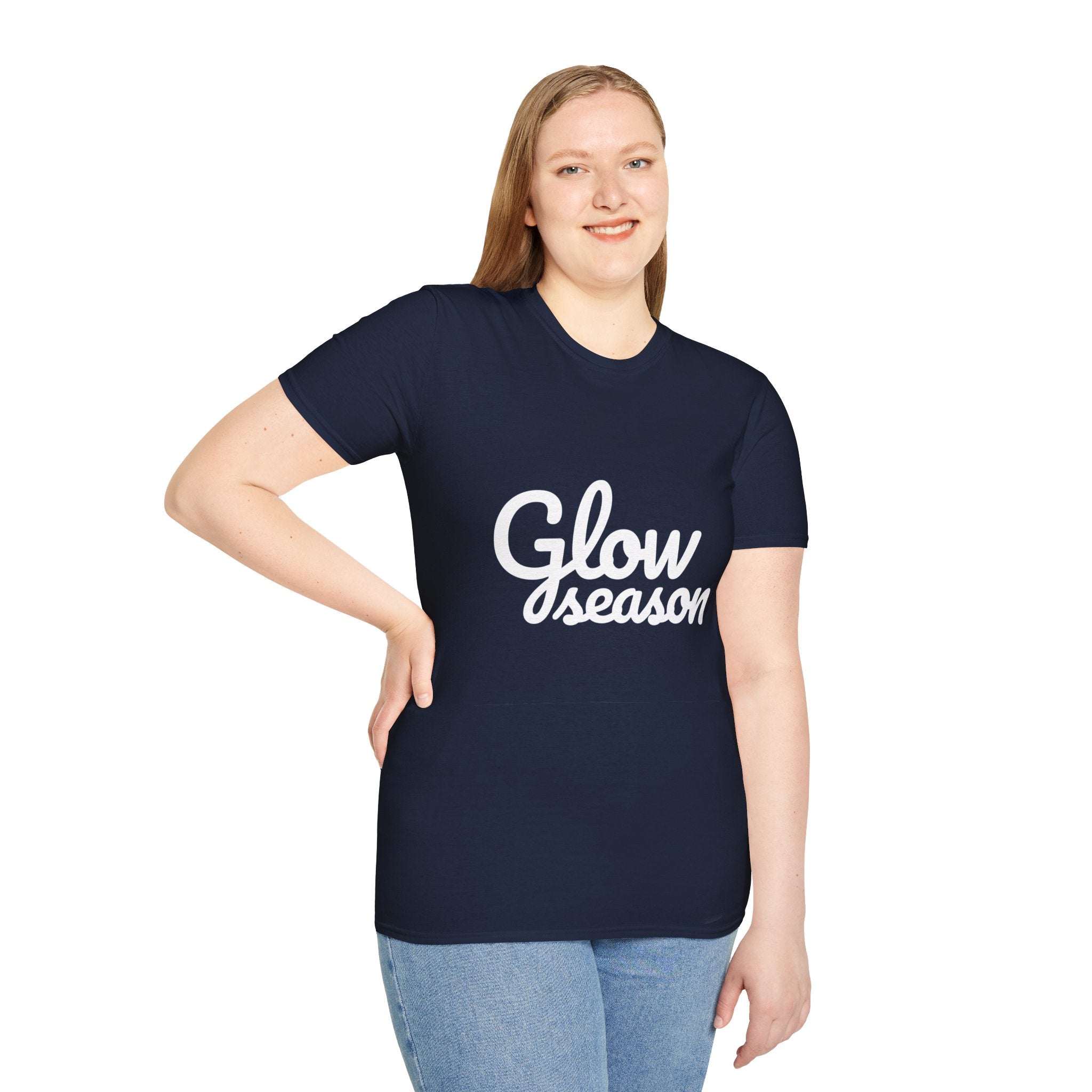 Summer Theme Minimalist Typography T-Shirt, Glow Season Script Tee