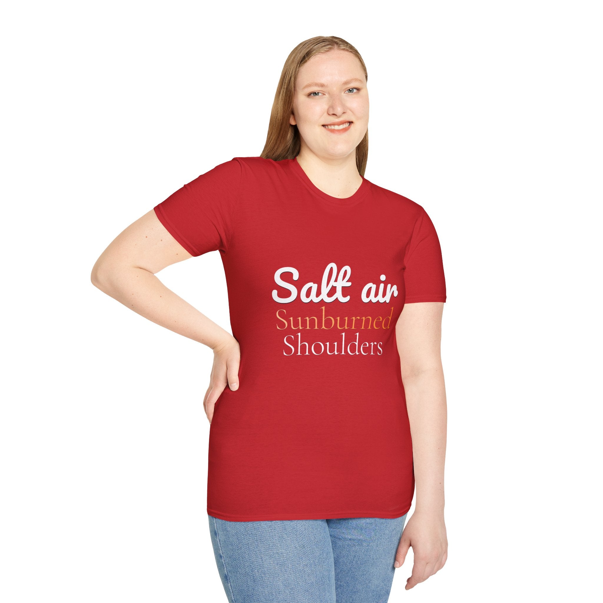 Summer Theme, Beach Quote Typography T-Shirt, Salt Air Sunburned Shoulders Tee