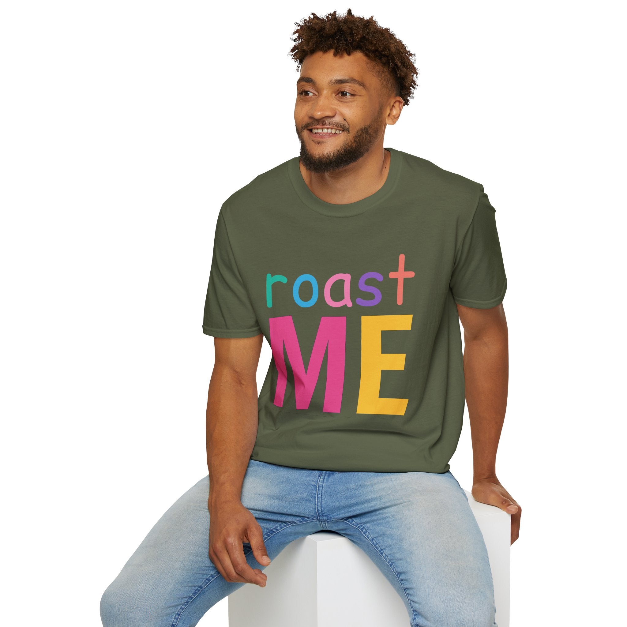 Colorful Theme Typography T-Shirt, Roast Me Graphic Tee