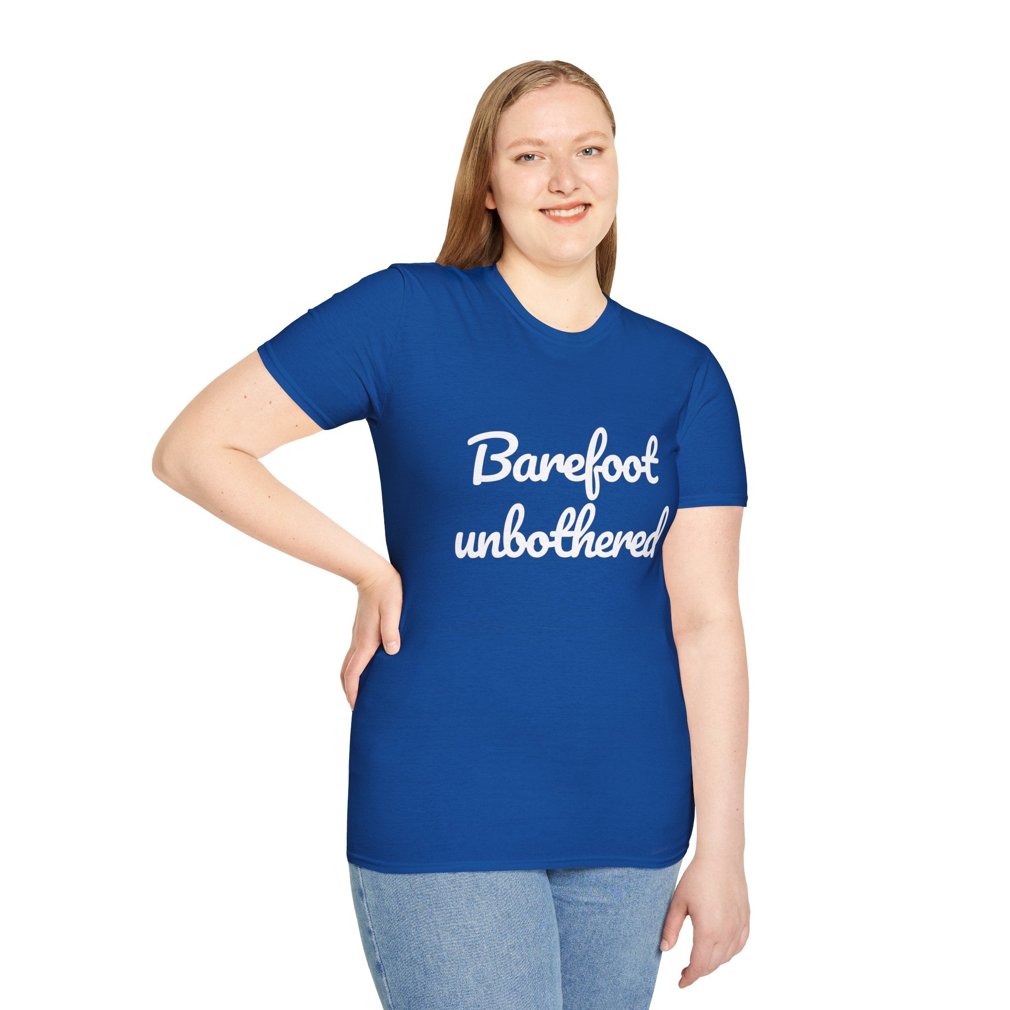 Summer Theme Minimalist Typography T-Shirt, Barefoot Unbothered Tee