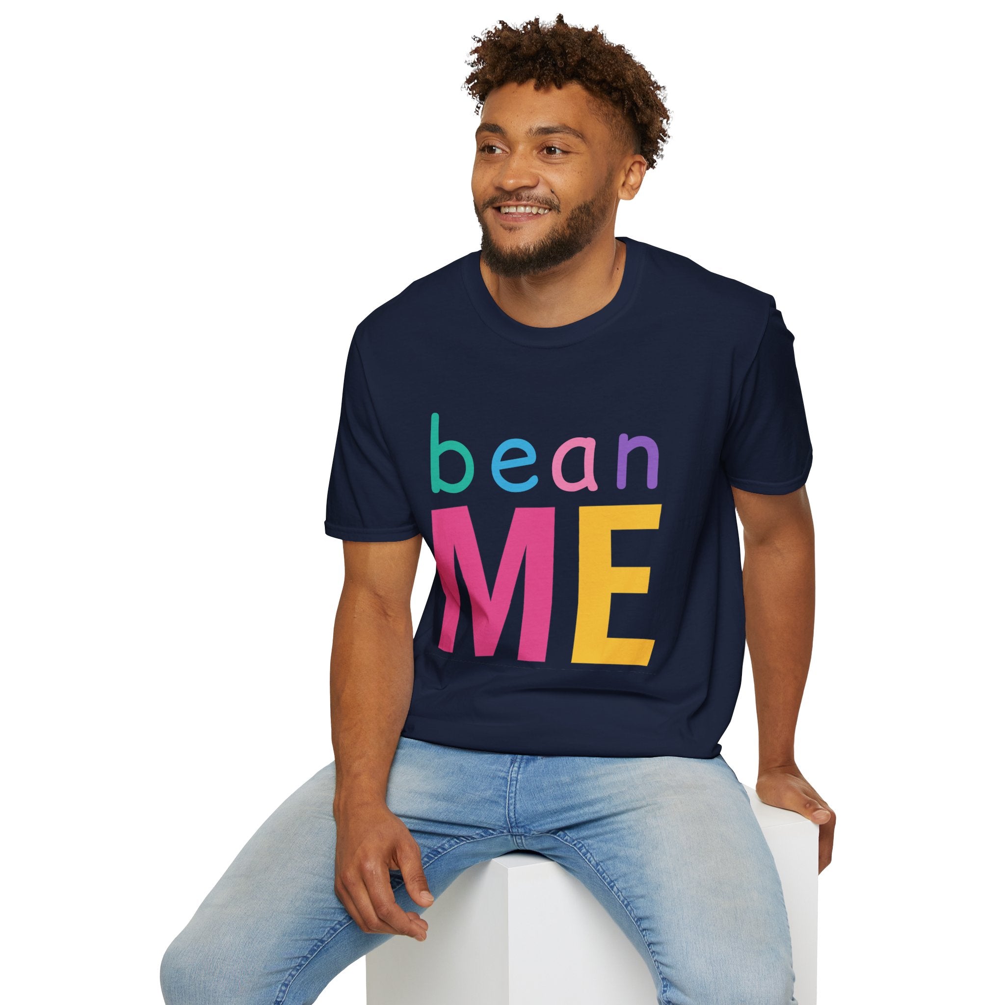 Colorful Theme Typography T-Shirt, Bean Me Colorful Playful Graphic Tee
