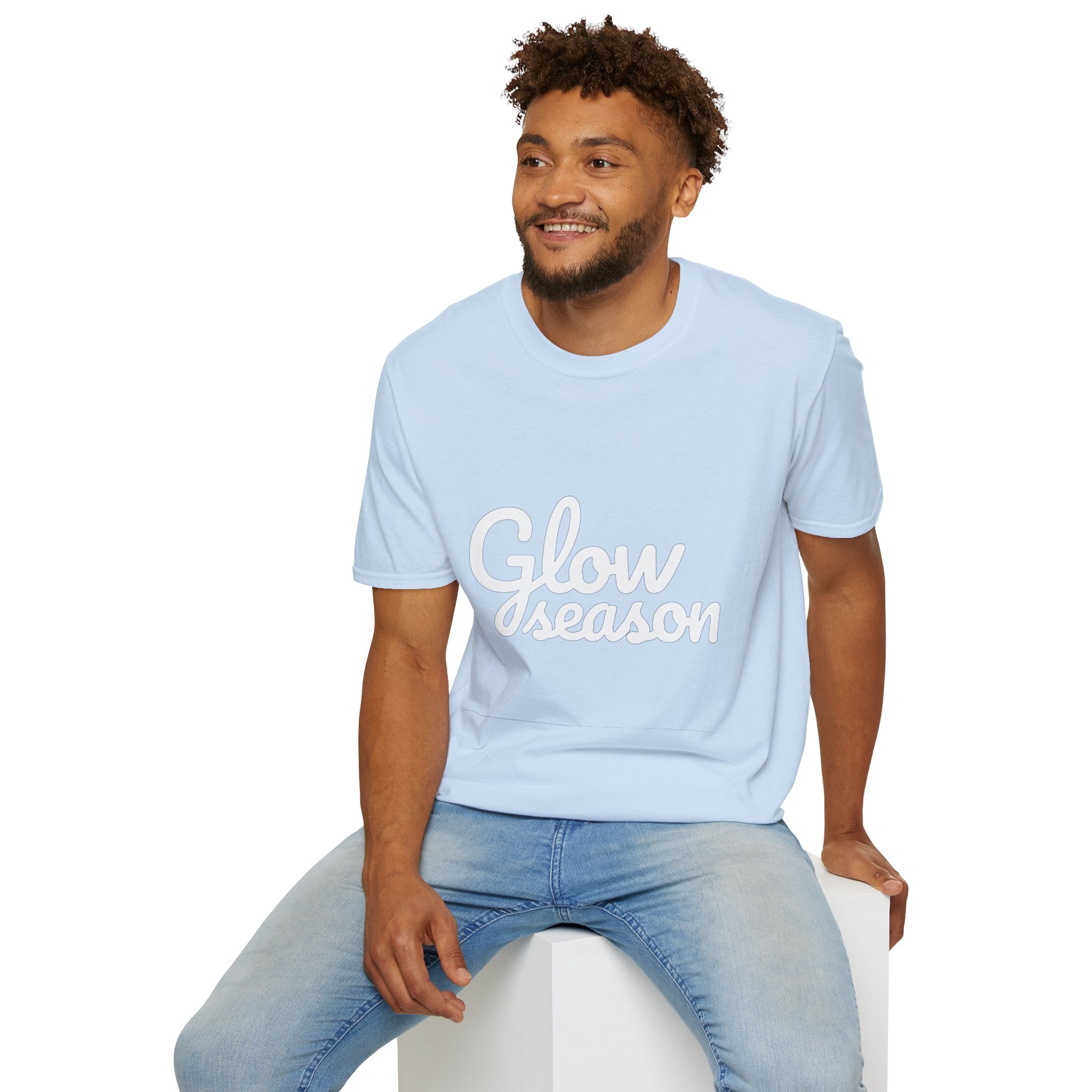 Summer Theme Minimalist Typography T-Shirt, Glow Season Script Tee