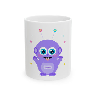 Cute Purple Baby Alien Ceramic Mug | Adorable Space Creature Coffee Cup