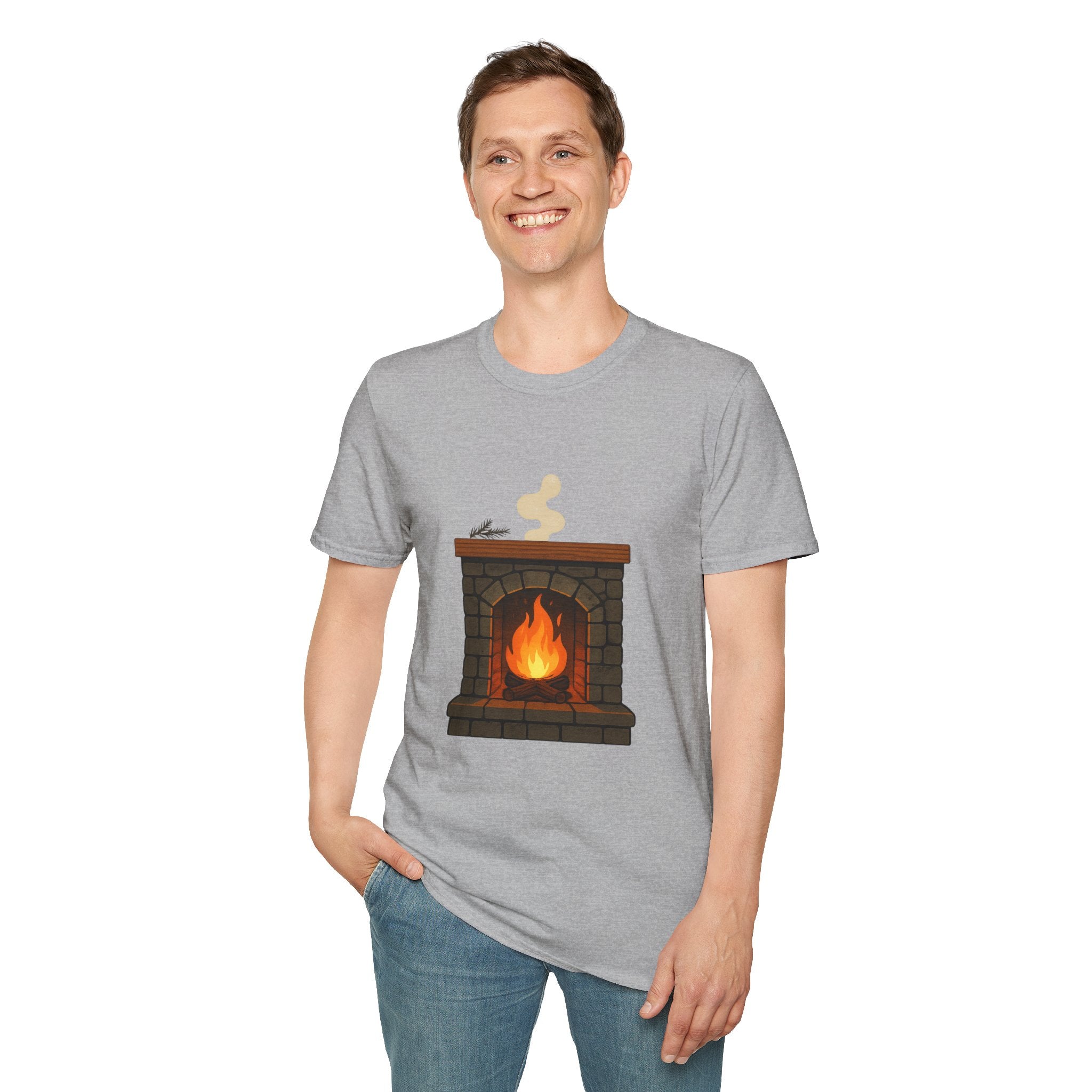 Cozy Fireplace Graphic T Shirt Warm Aesthetic Relaxed Fit Tee