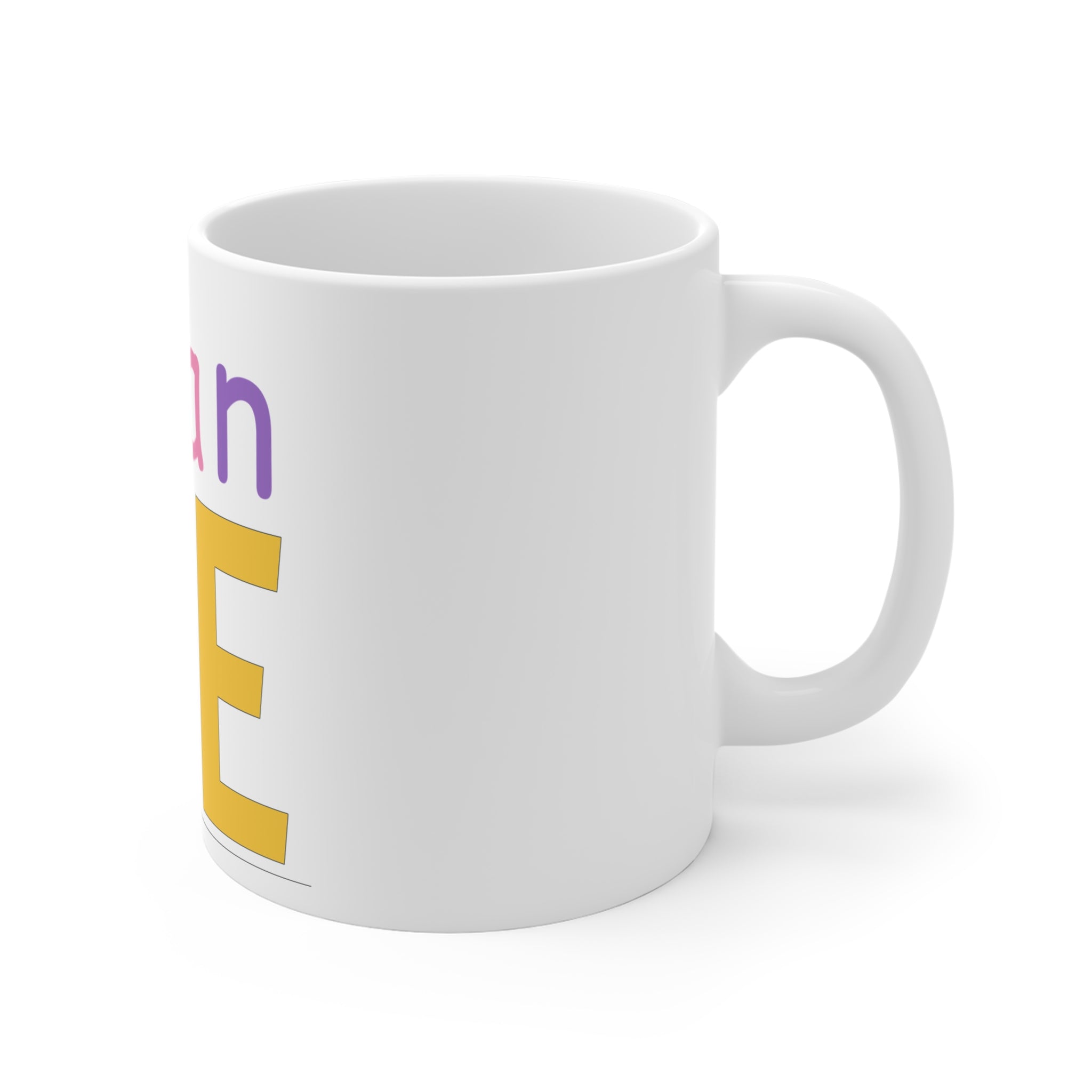 Colorful Typography White Ceramic Mug, Bean Me Graphic Coffee Mug, 11 oz