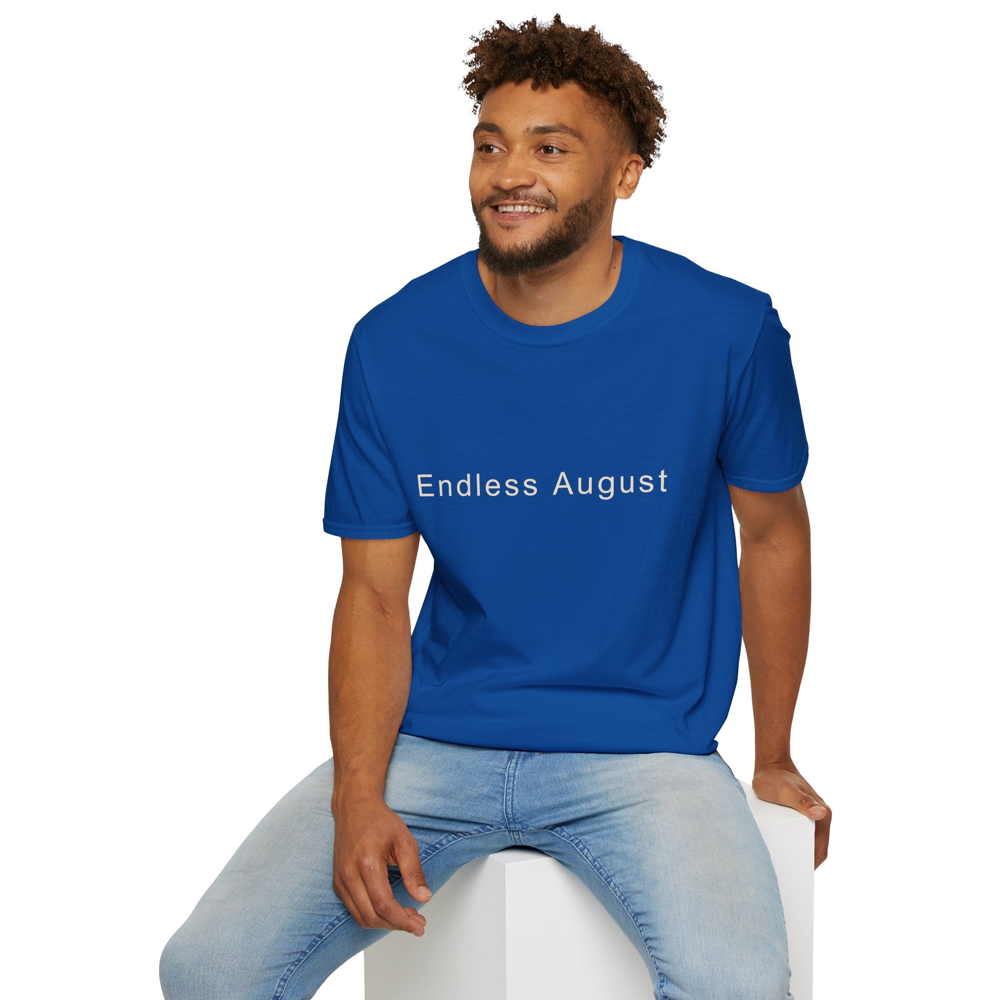 Summer Theme Minimalist Typography T-Shirt, Endless August Script Tee