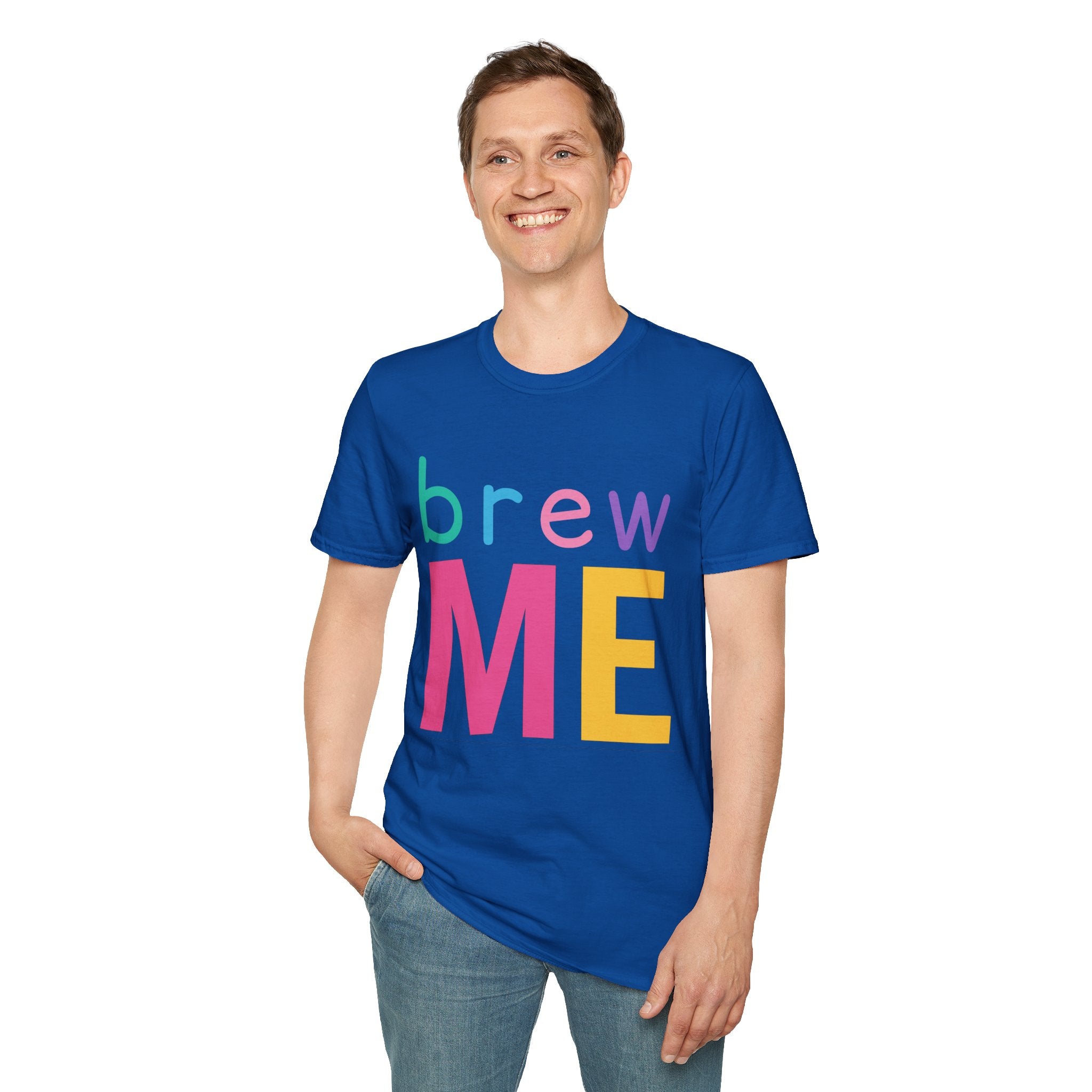 Colorful Theme Typography T-Shirt, Brew Me Colorful Graphic Tee