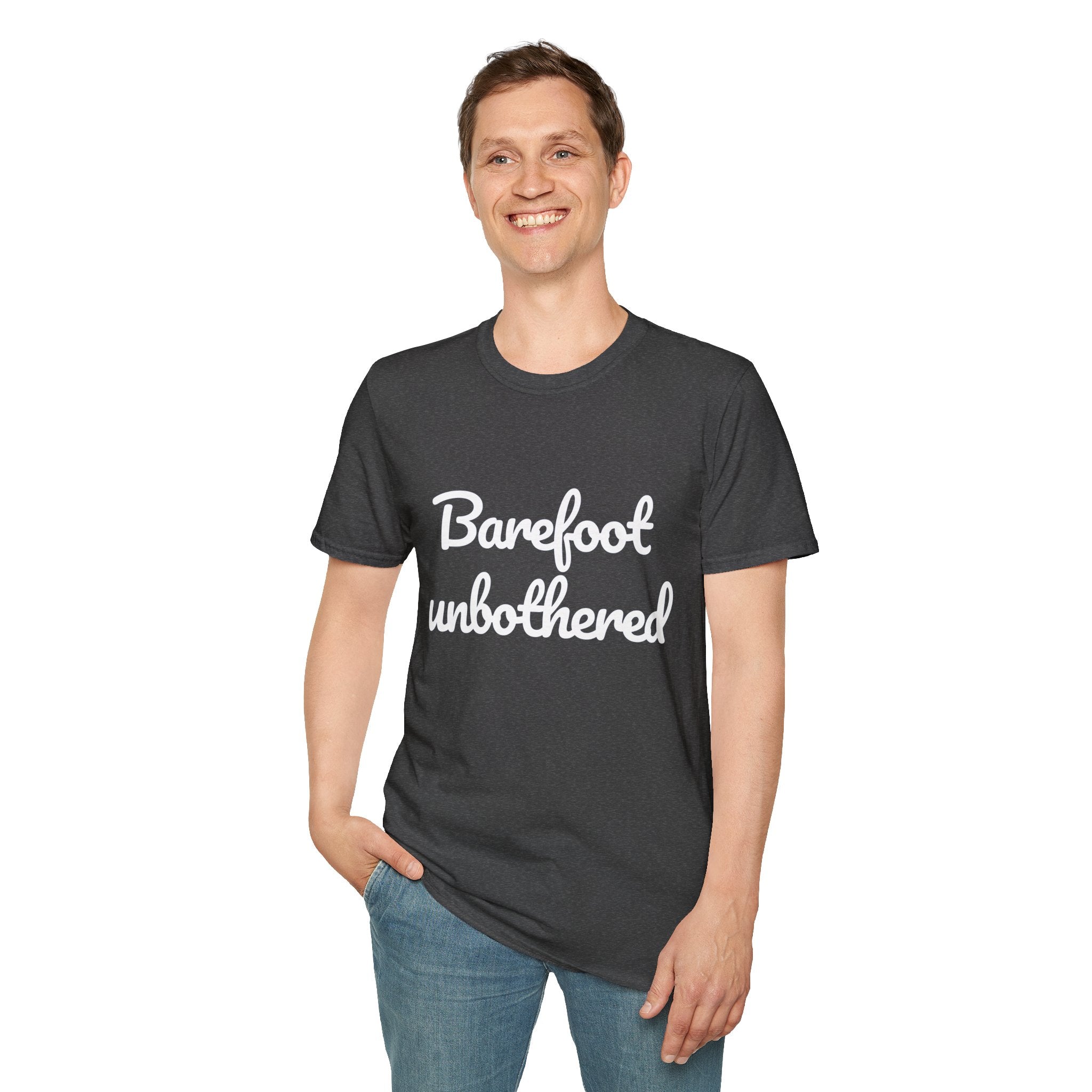 Summer Theme Minimalist Typography T-Shirt, Barefoot Unbothered Tee
