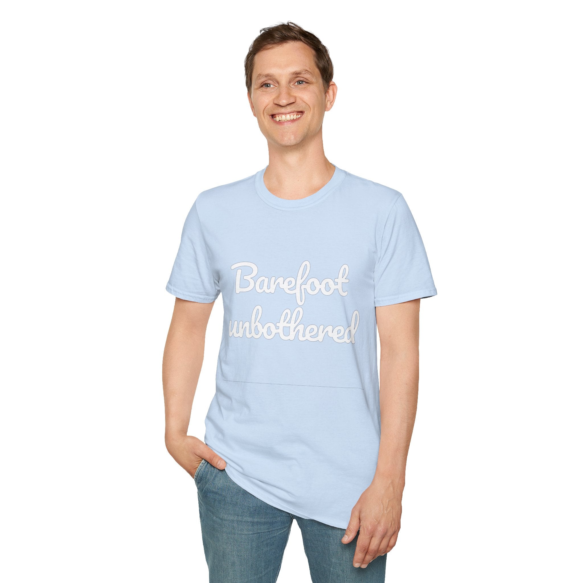 Summer Theme Minimalist Typography T-Shirt, Barefoot Unbothered Tee