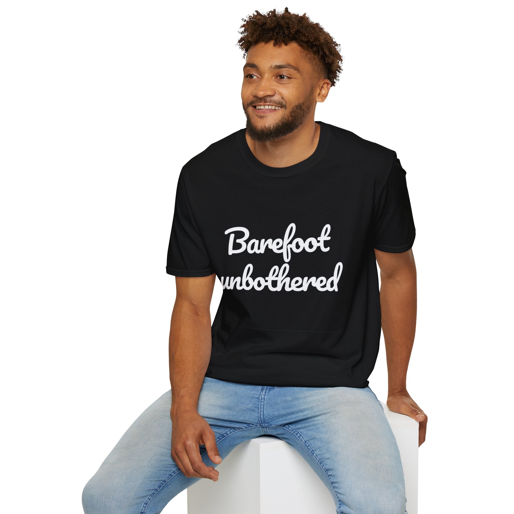 Summer Theme Minimalist Typography T-Shirt, Barefoot Unbothered Tee