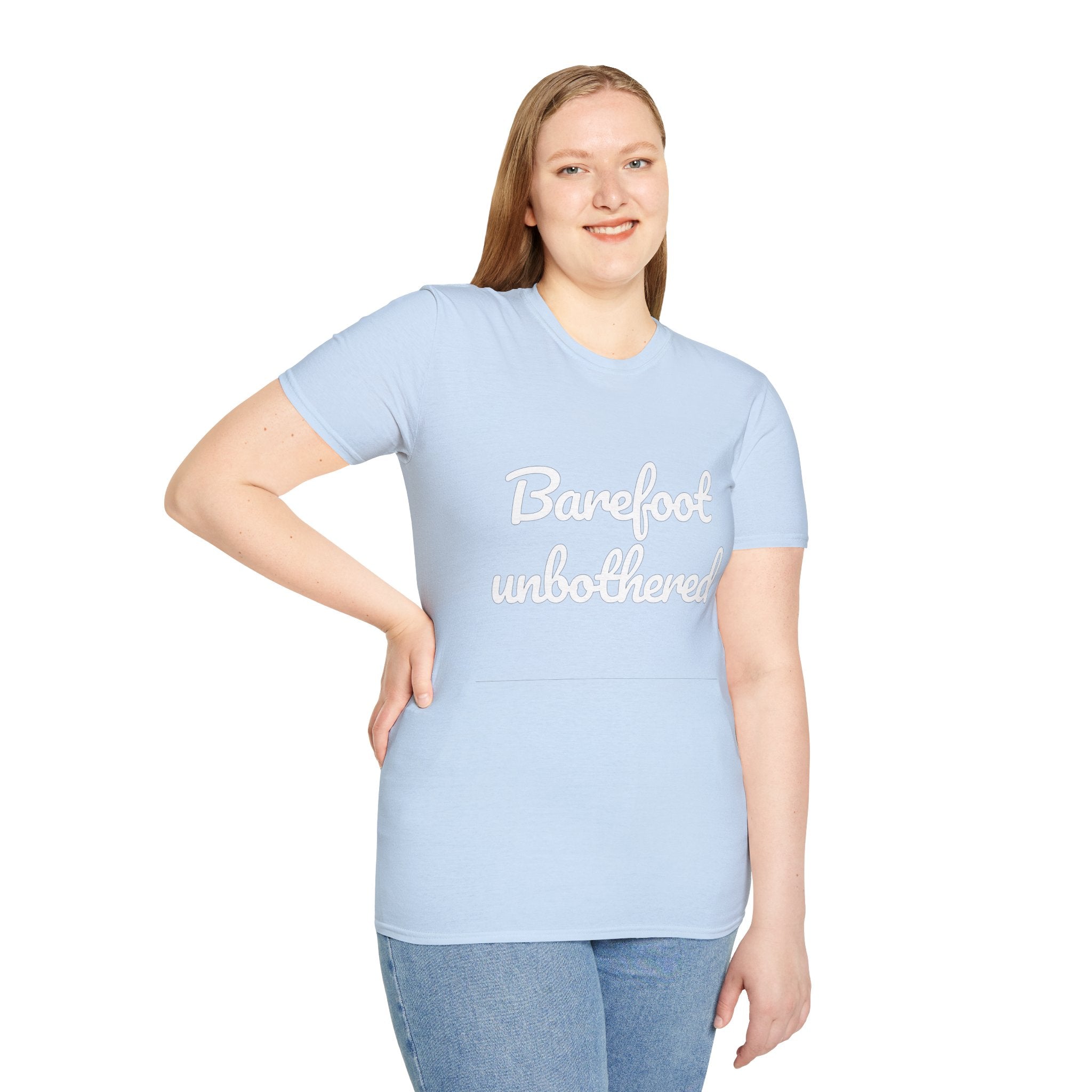 Summer Theme Minimalist Typography T-Shirt, Barefoot Unbothered Tee