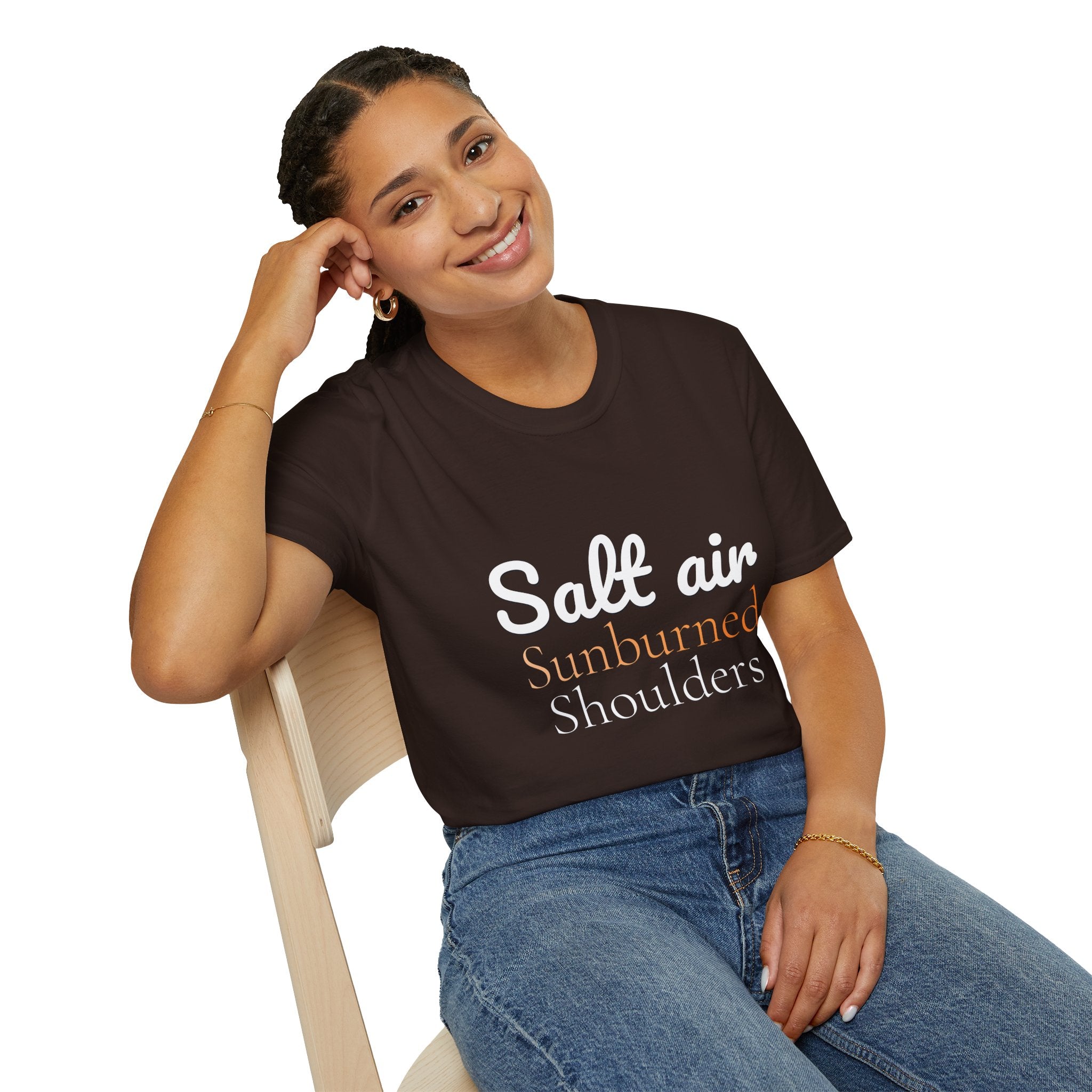 Summer Theme, Beach Quote Typography T-Shirt, Salt Air Sunburned Shoulders Tee