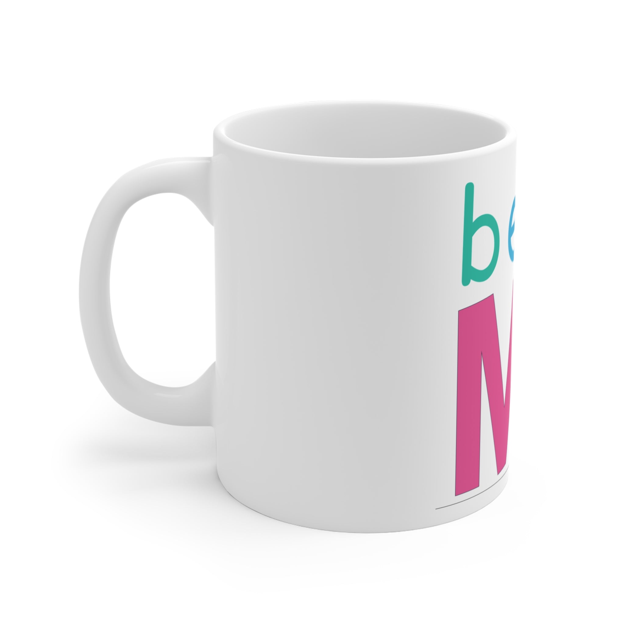 Colorful Typography White Ceramic Mug, Bean Me Graphic Coffee Mug, 11 oz