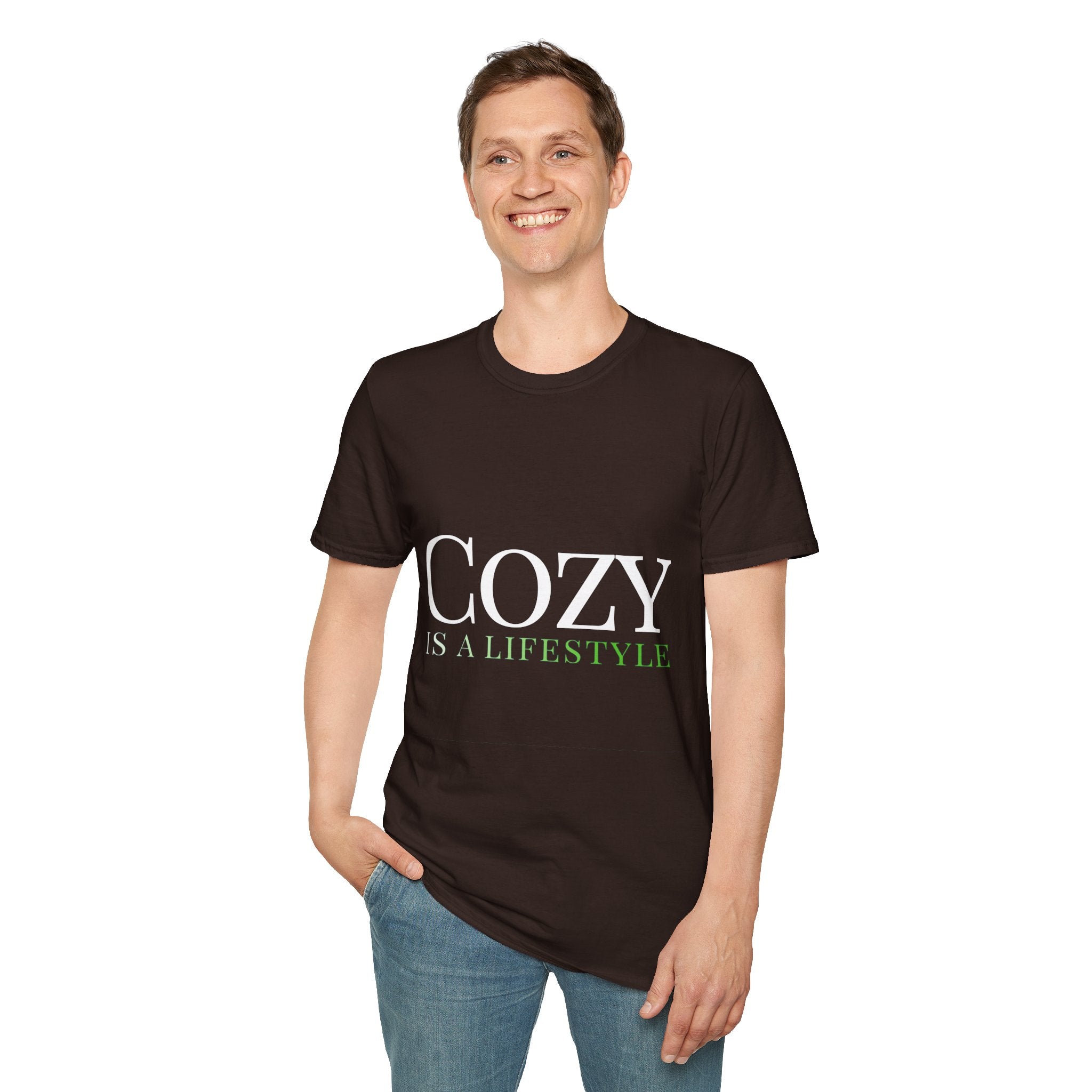 Fall Theme Minimalist Typography Graphic T-Shirt, Cozy Is a Lifestyle Tee