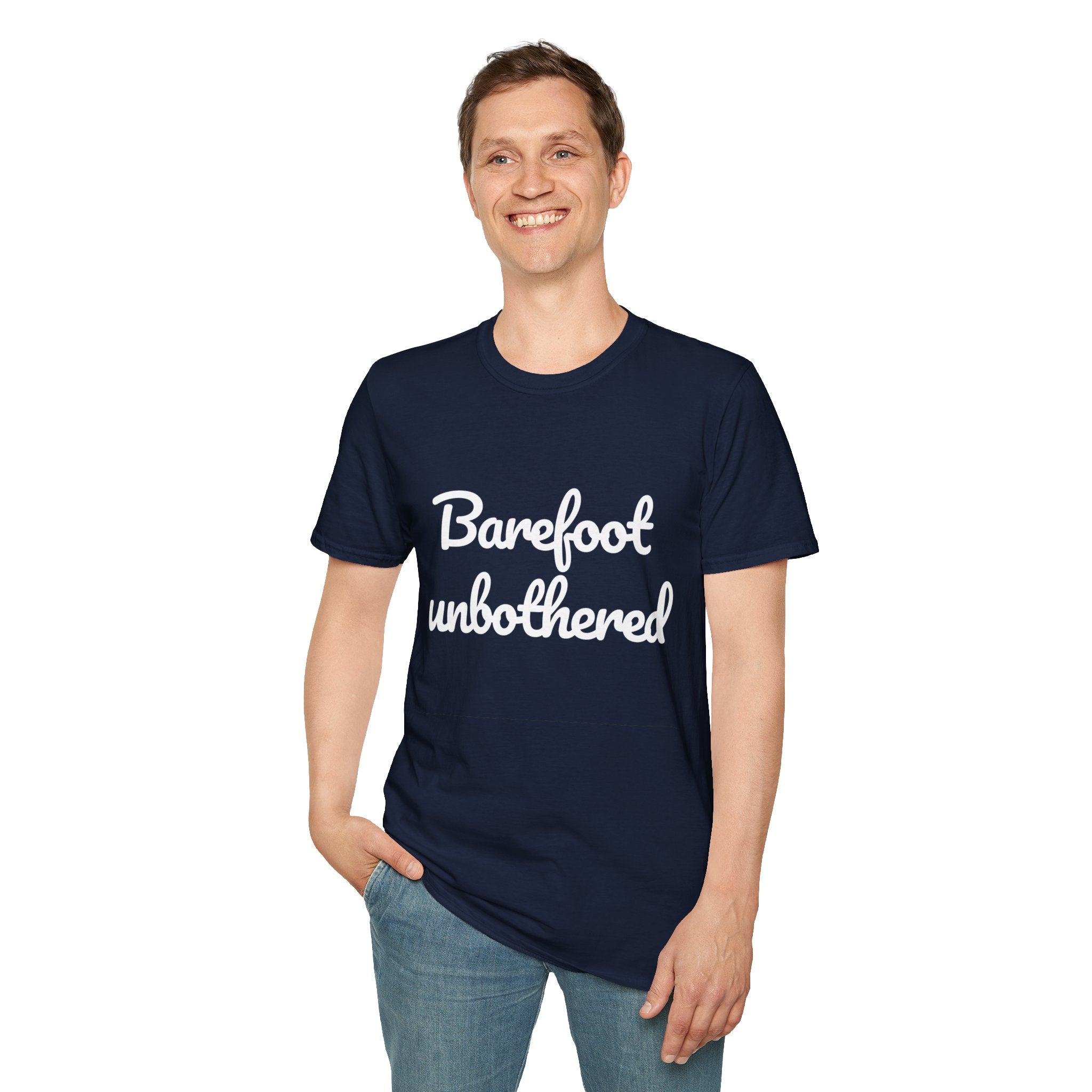Summer Theme Minimalist Typography T-Shirt, Barefoot Unbothered Tee