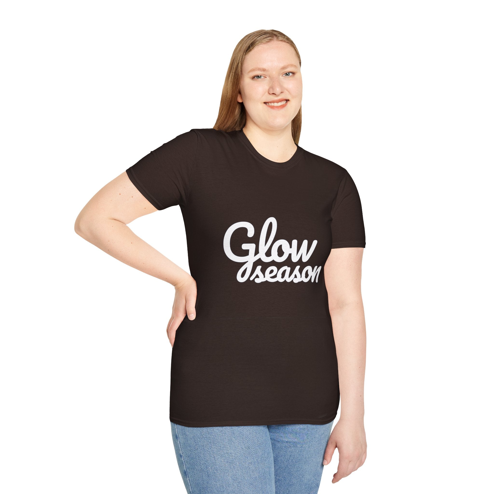 Summer Theme Minimalist Typography T-Shirt, Glow Season Script Tee