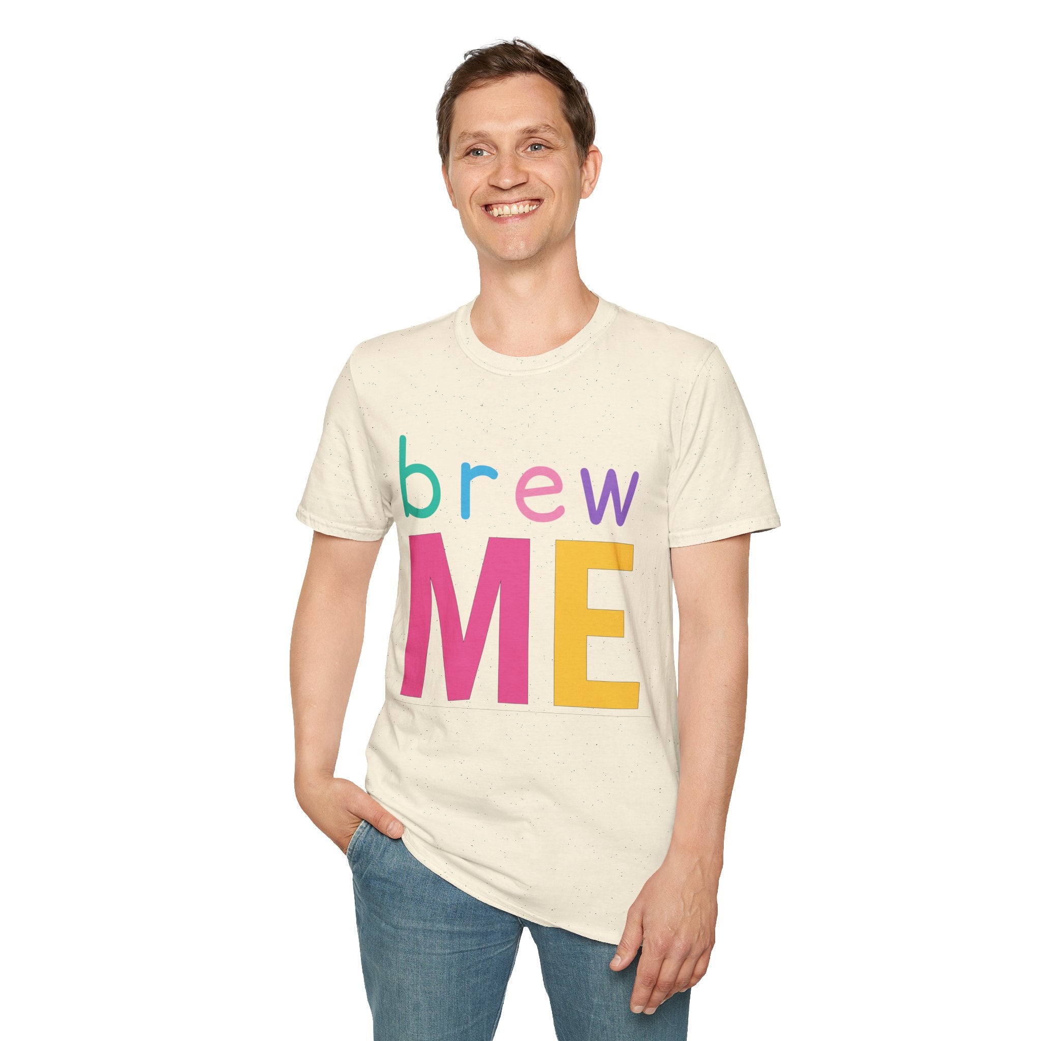 Colorful Theme Typography T-Shirt, Brew Me Colorful Graphic Tee