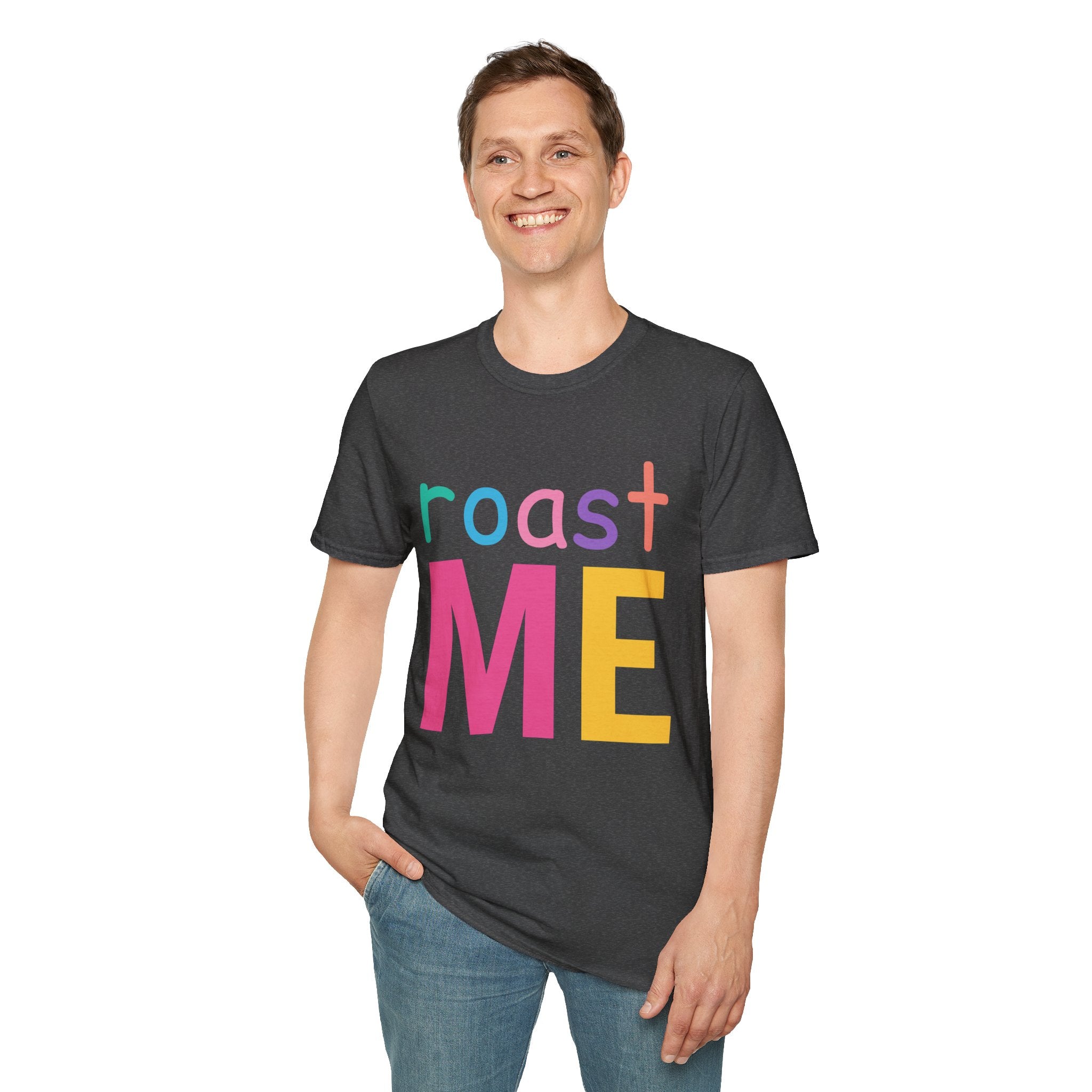 Colorful Theme Typography T-Shirt, Roast Me Graphic Tee