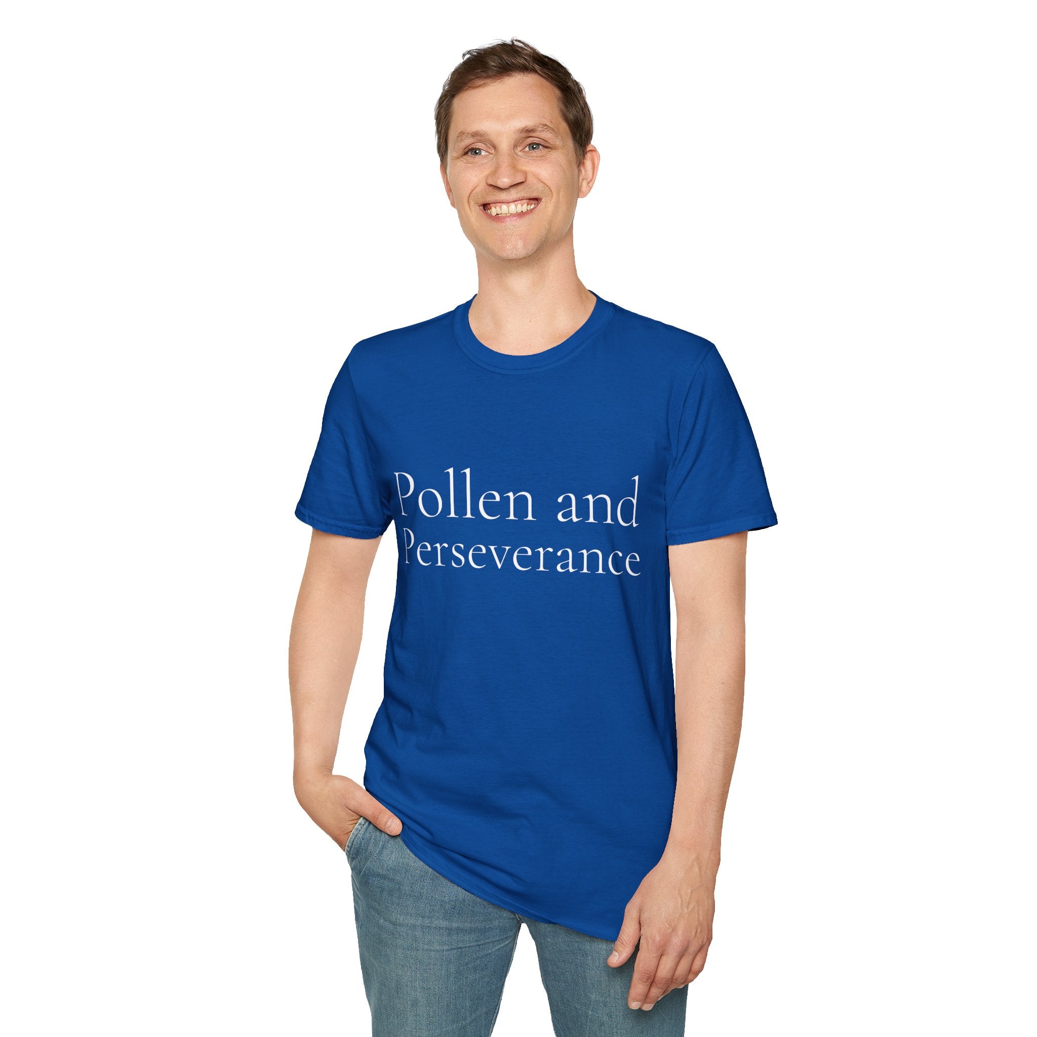 Spring Theme Typography T-Shirt, Pollen and Perseverance Nature Graphic Tee