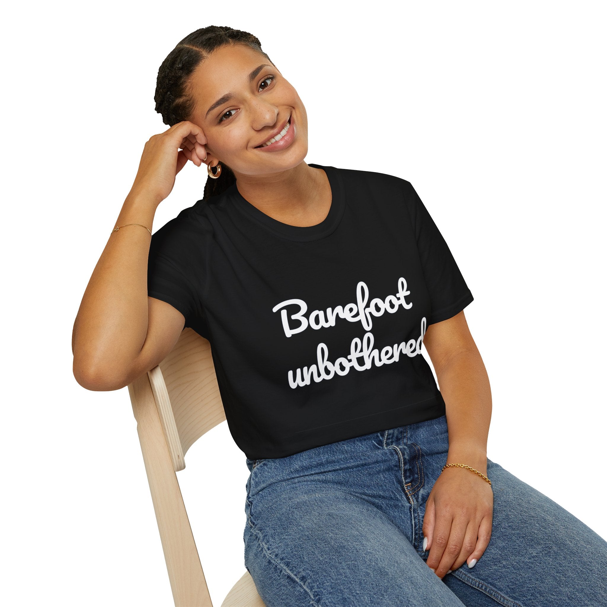 Summer Theme Minimalist Typography T-Shirt, Barefoot Unbothered Tee