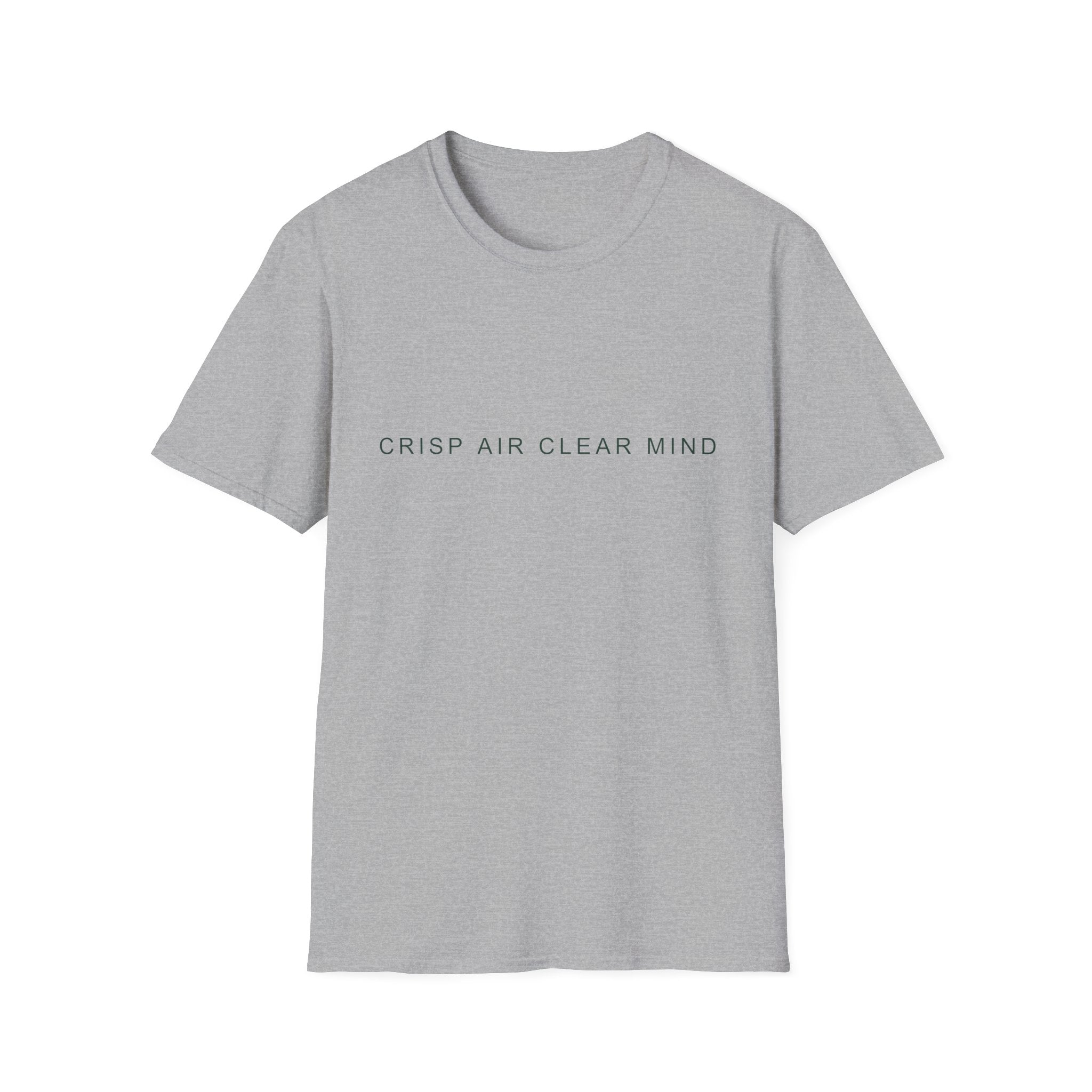 Fall Theme Minimalist Typography T-Shirt, Crisp Air Clear Mind Graphic Tee