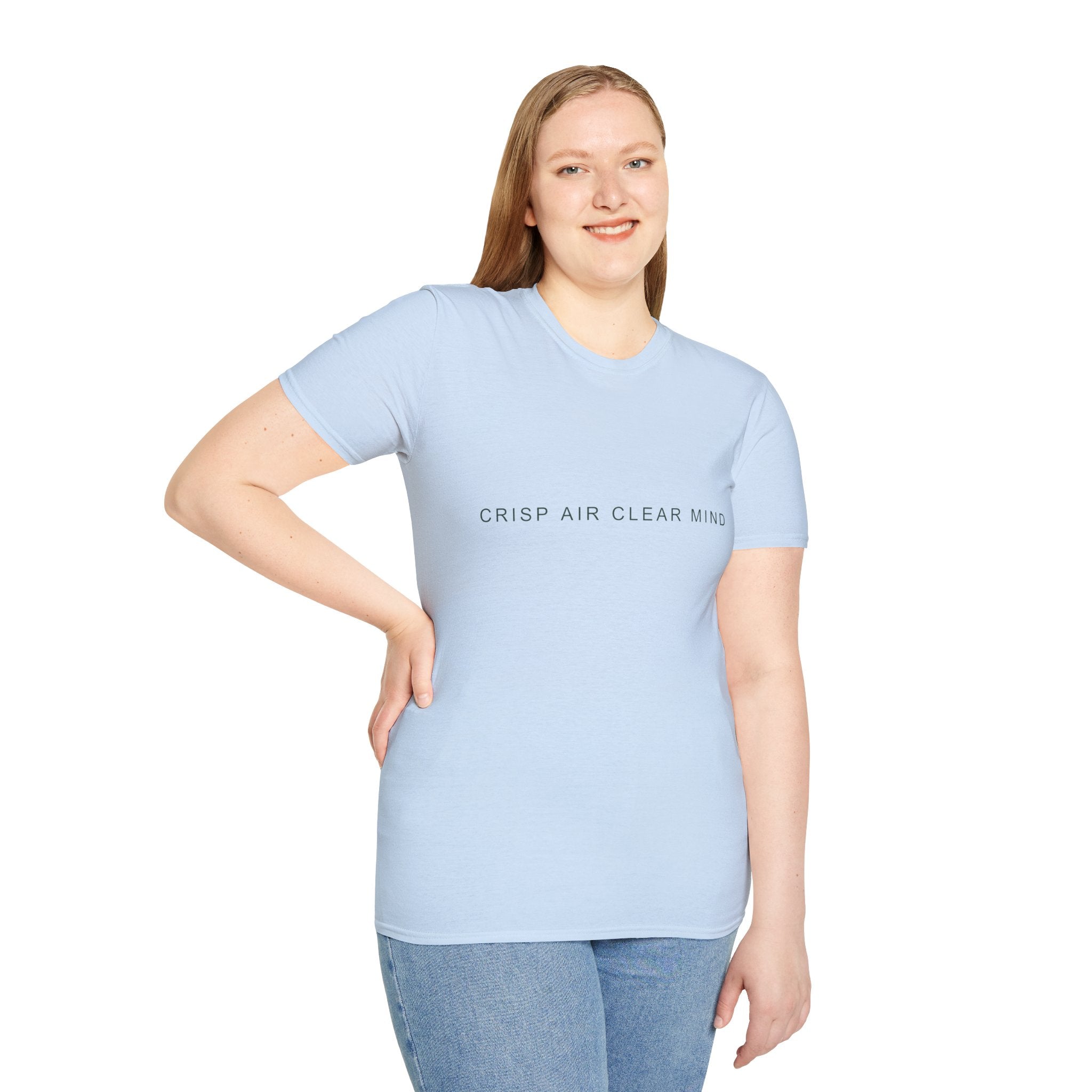 Fall Theme Minimalist Typography T-Shirt, Crisp Air Clear Mind Graphic Tee