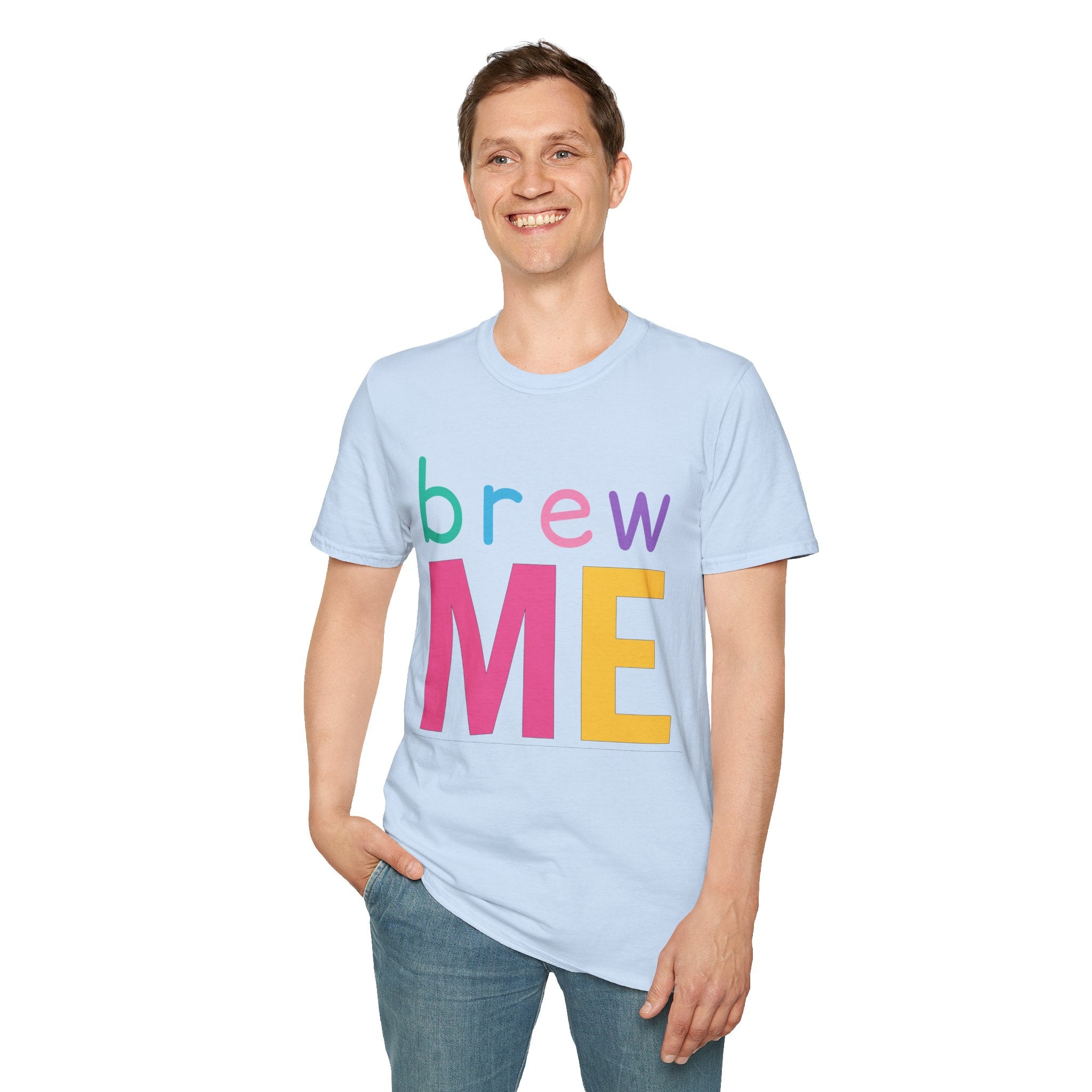 Colorful Theme Typography T-Shirt, Brew Me Colorful Graphic Tee