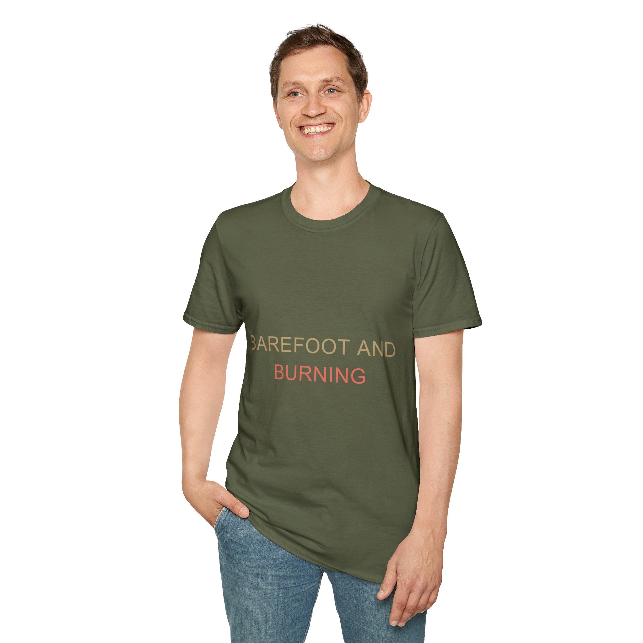 Summer Theme Minimalist Typography T-Shirt, Barefoot and Burning T-Shirt