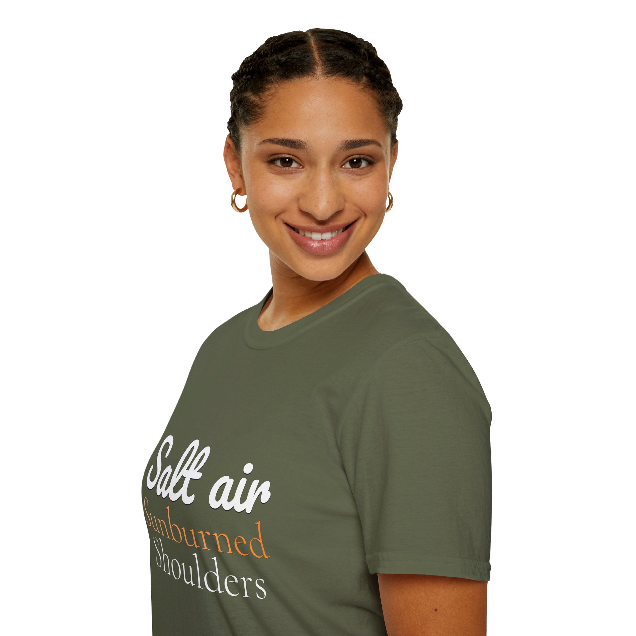 Summer Theme, Beach Quote Typography T-Shirt, Salt Air Sunburned Shoulders Tee